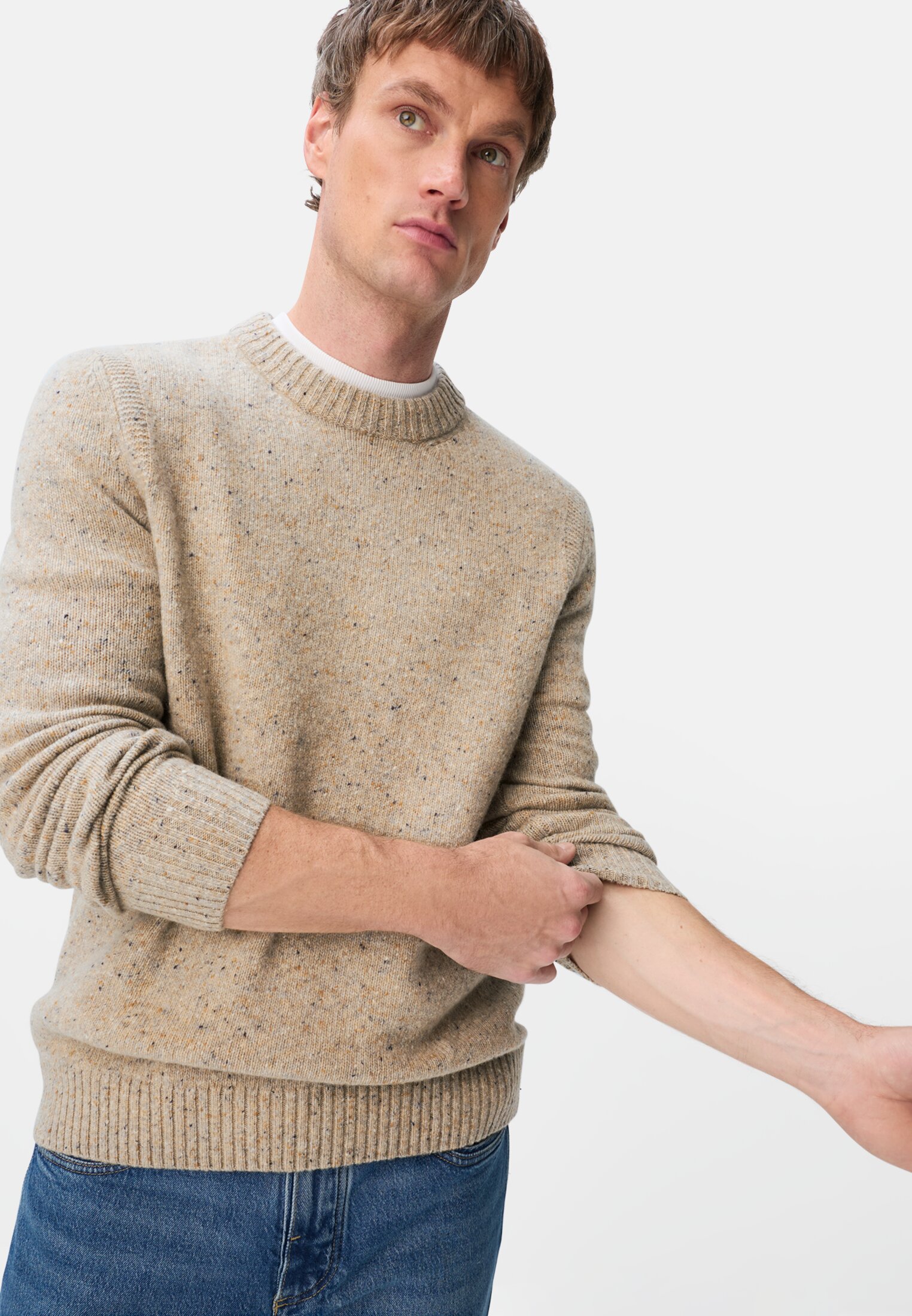 Heren Trui van merinowolmix Beige-bruin gedragen emotional