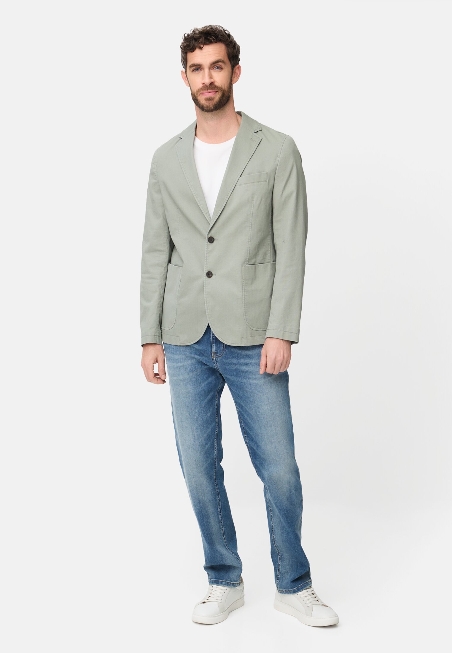 Heren Elastisch colbert met veiligheidszak Khaki gedragen voor lichaam compleet