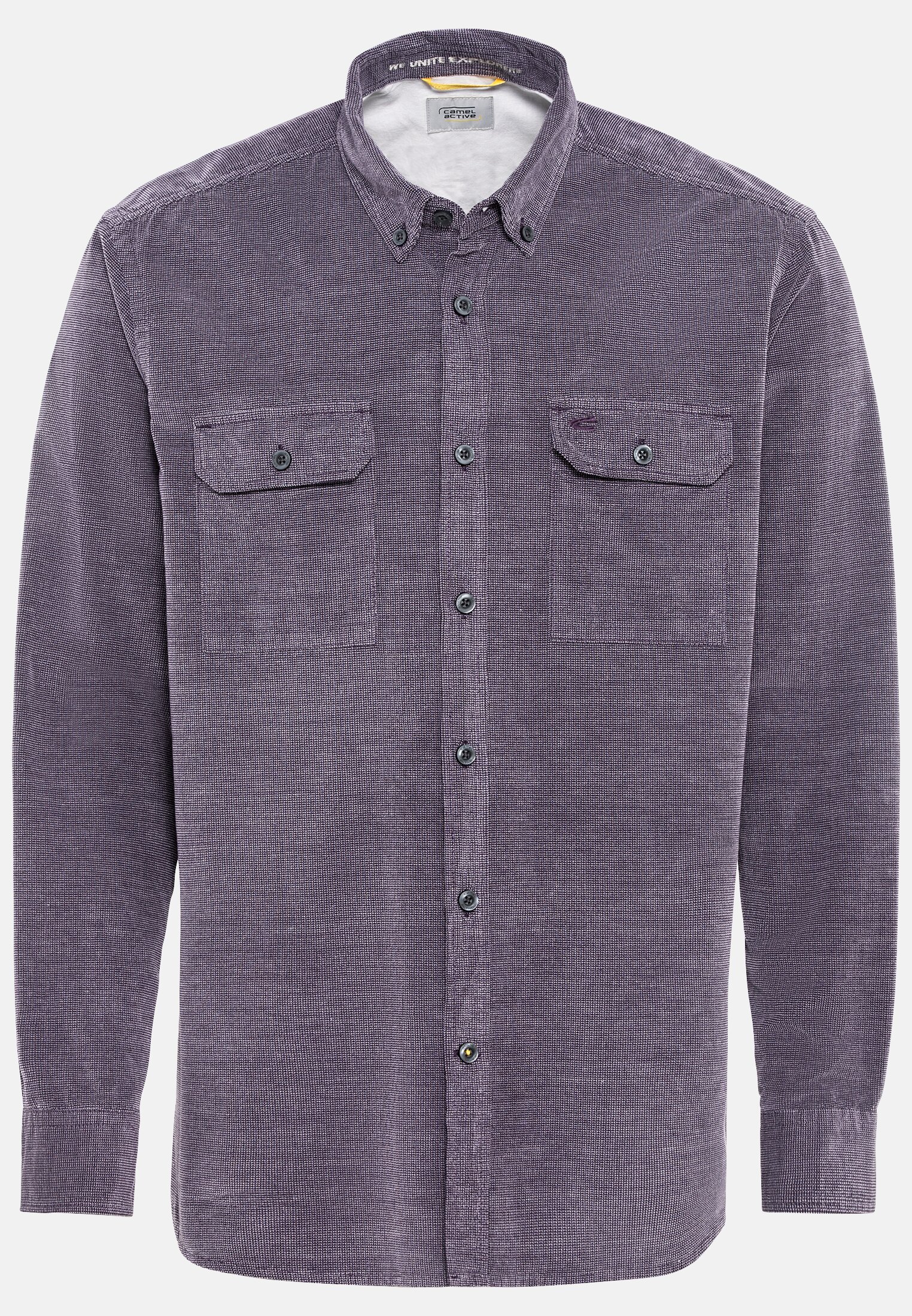 Herren Langarmhemd aus reiner Baumwolle Lila frontal vorn