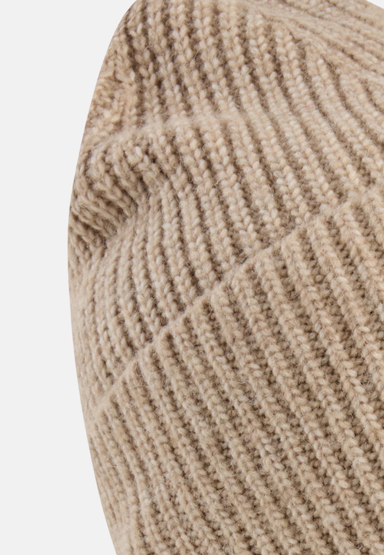 Women Knit beanie in soft material Caramel front close