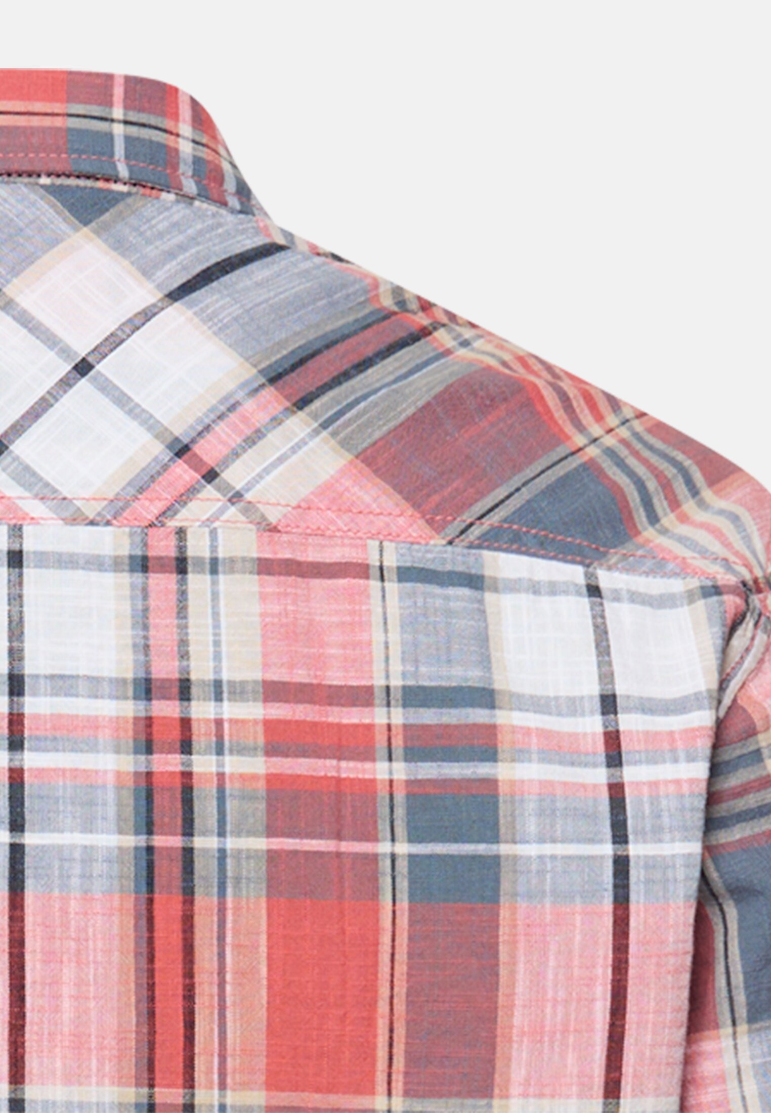 Men Check shirt made from 100% cotton Red close back