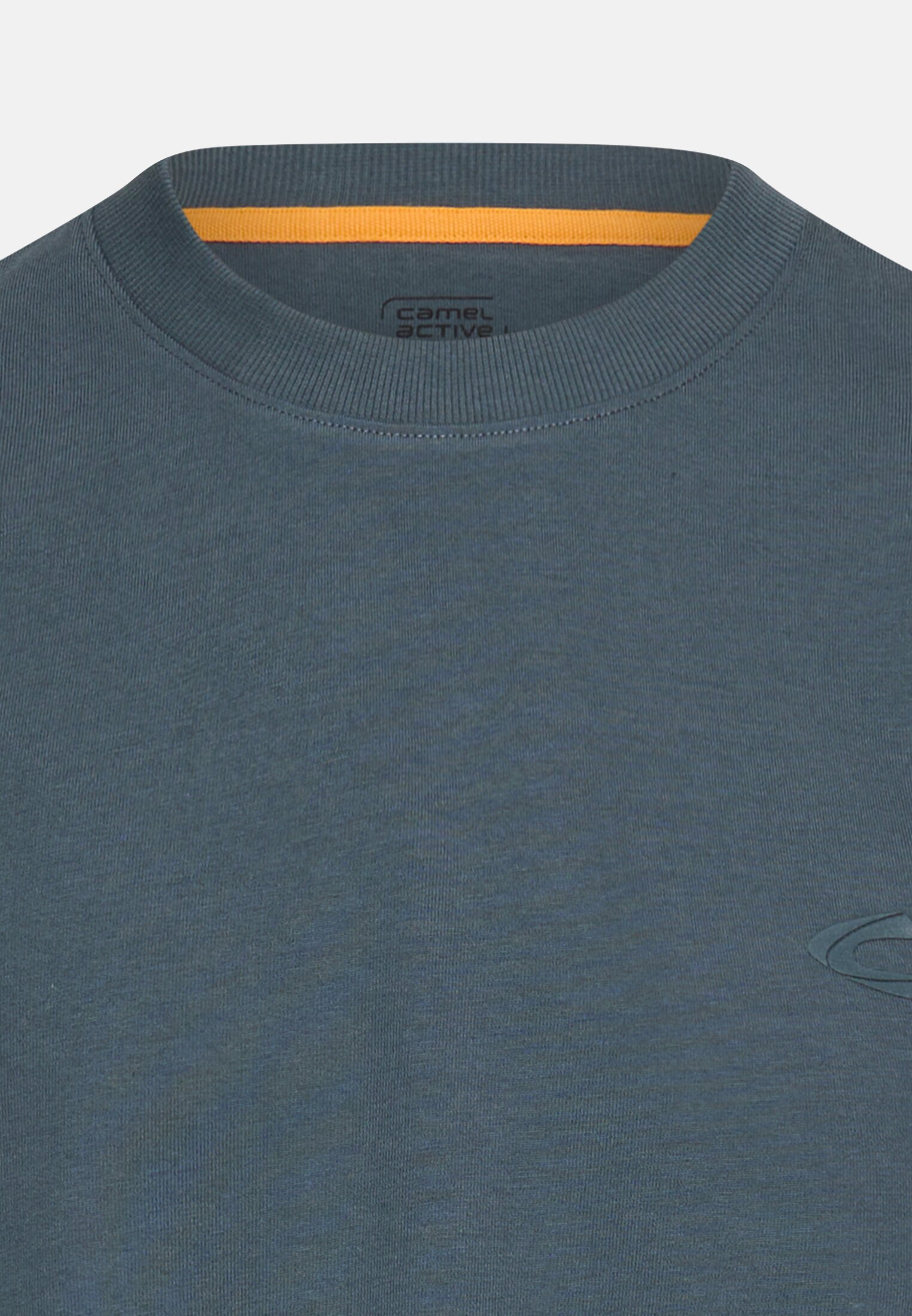 Herren T-Shirt mit Rückenprint im Relaxed Fit Tintenblau vorne nah