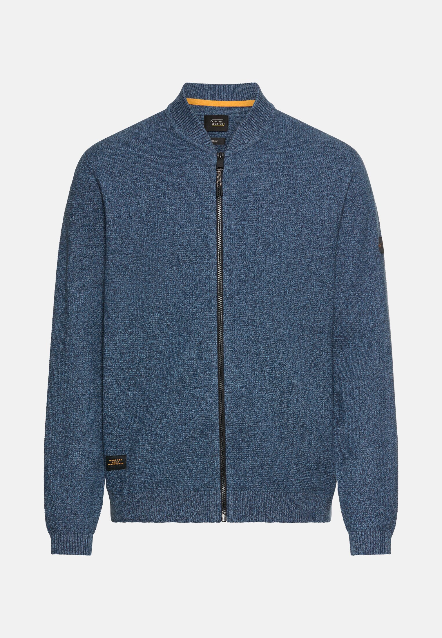 Men Cardigan with bomber collar Ink blue frontal front
