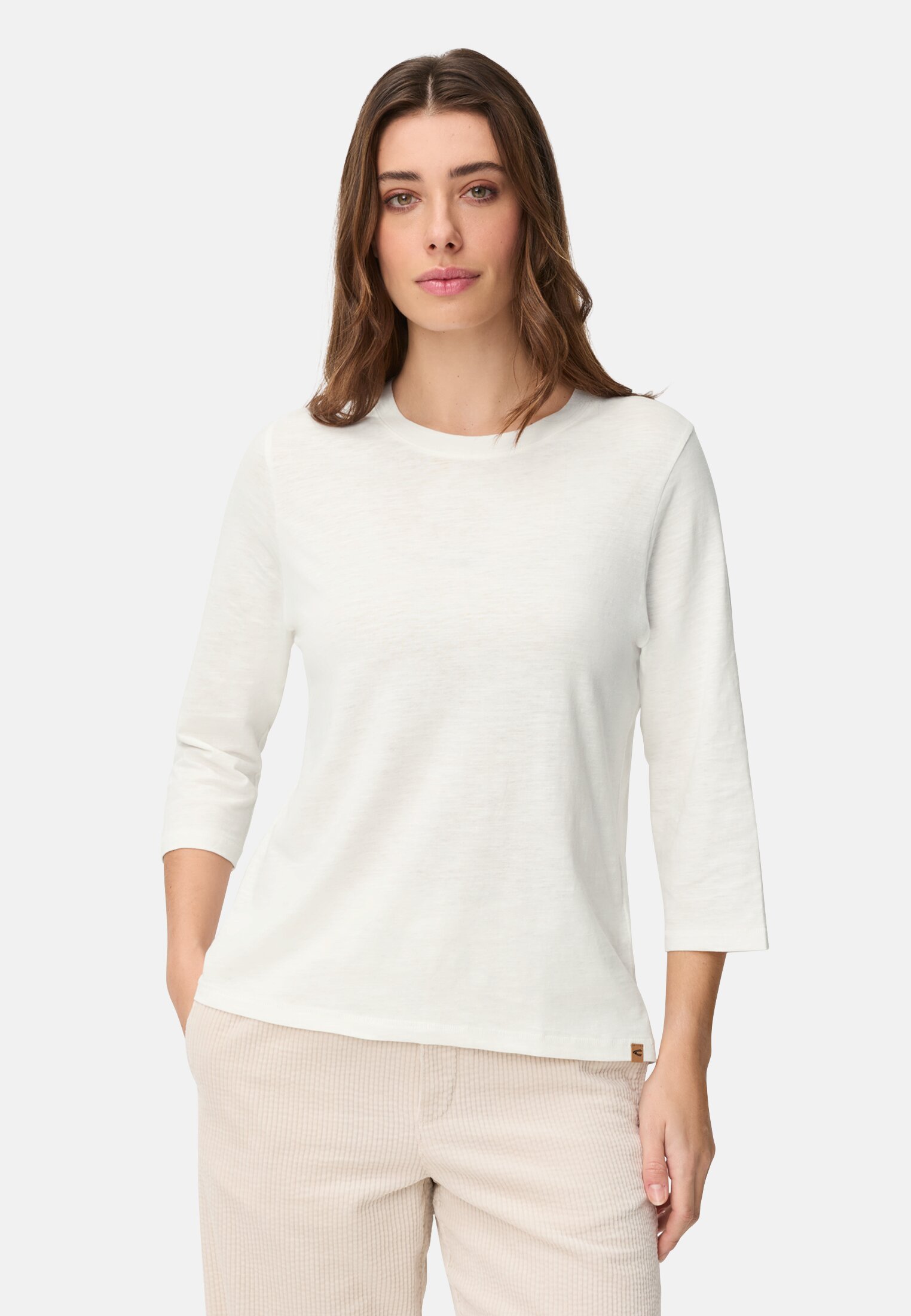 Vrouwen T-shirt met 3/4-mouwen Melkwit gedragen voor