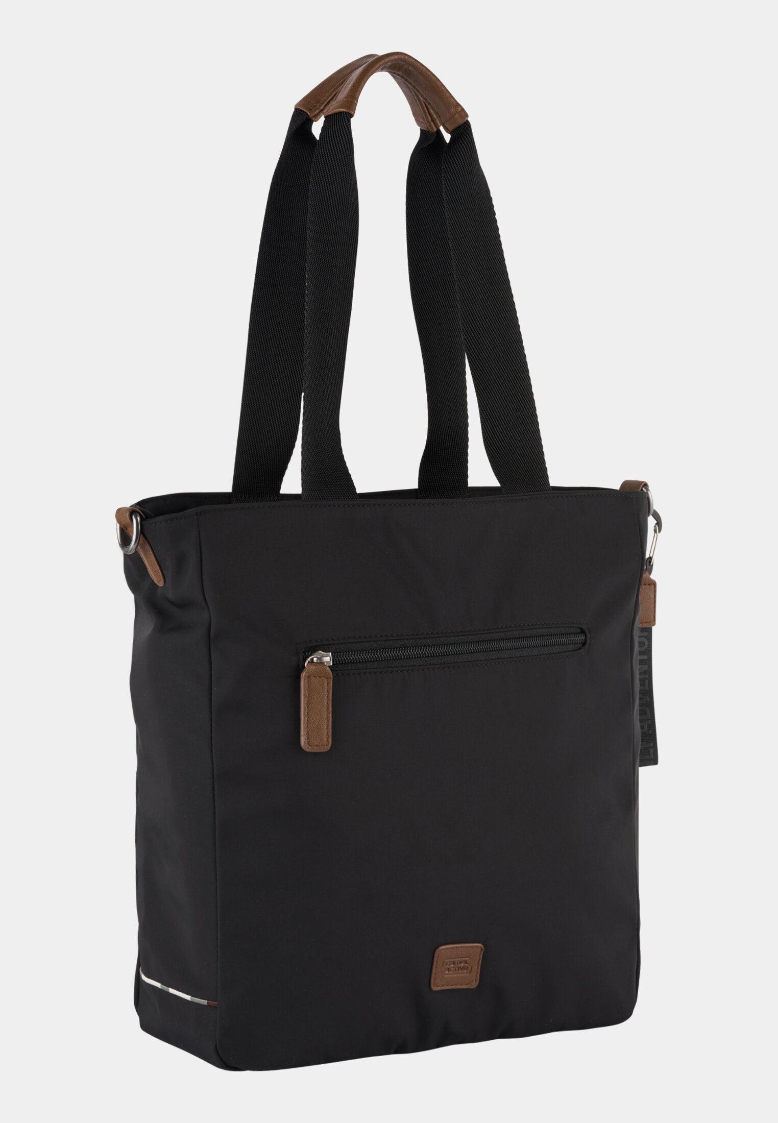 Damen AURUM Zip Tote Bag mit Reißverschlusstaschen Schwarz frontal hinten