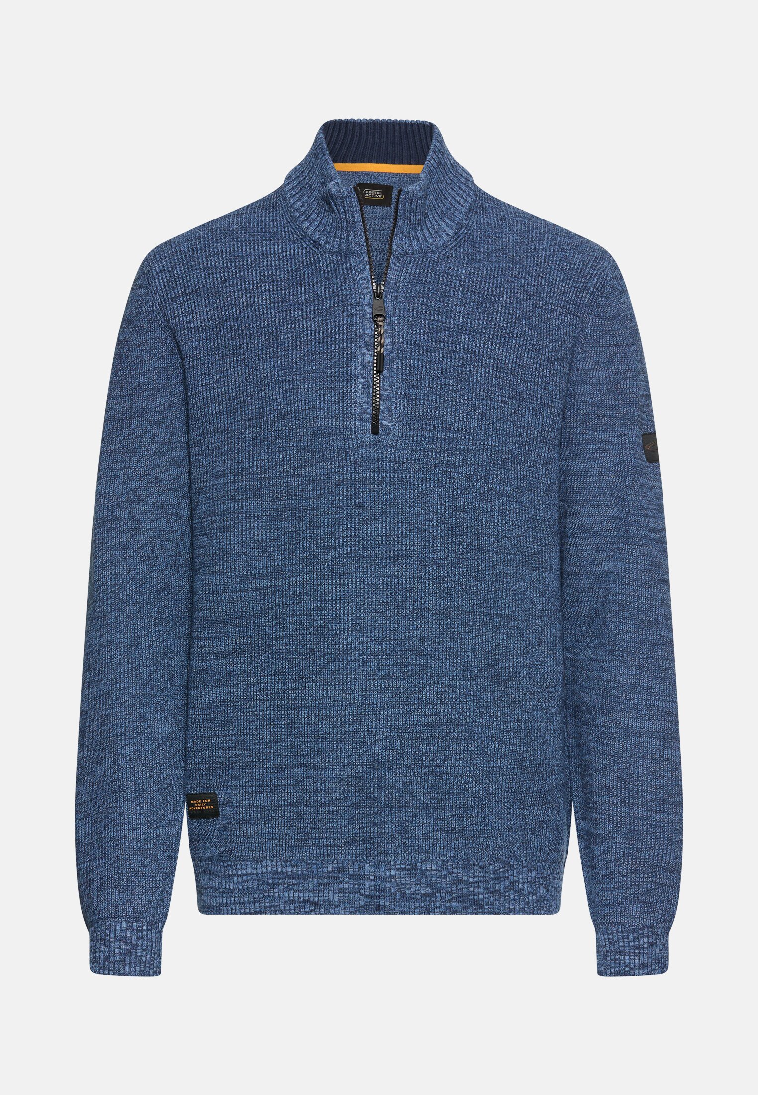 Men Knitted troyer in marled look Ink blue frontal front