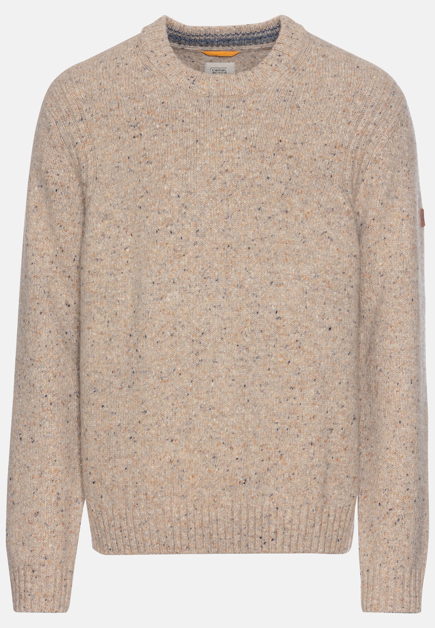 Herren Strickpullover aus Merinowolle Beige frontal vorn