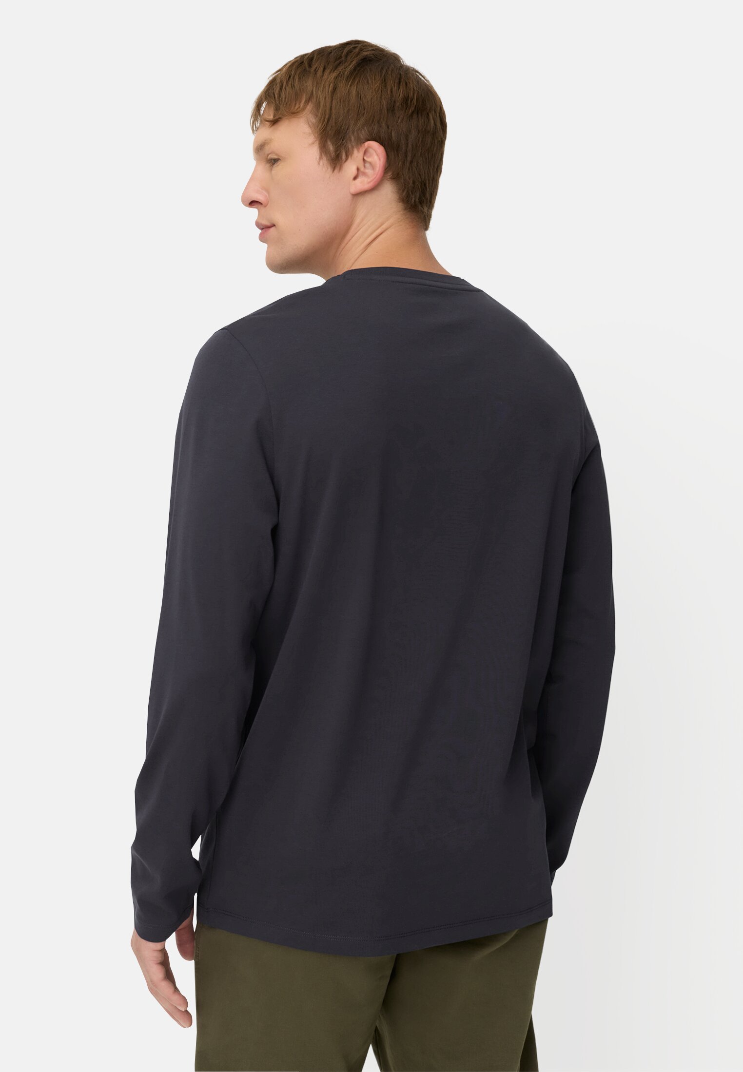 Men fleXXXactive® long-sleeved shirt with Stay Fresh function Navy Blue worn back