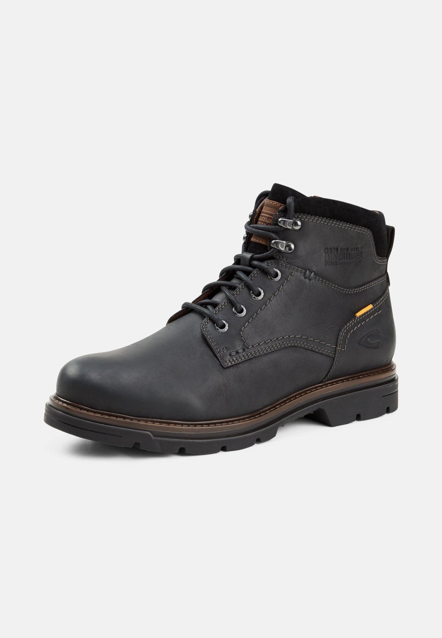 Herren Schnürschuh mit Reißverschluss Schwarz frontal hinten