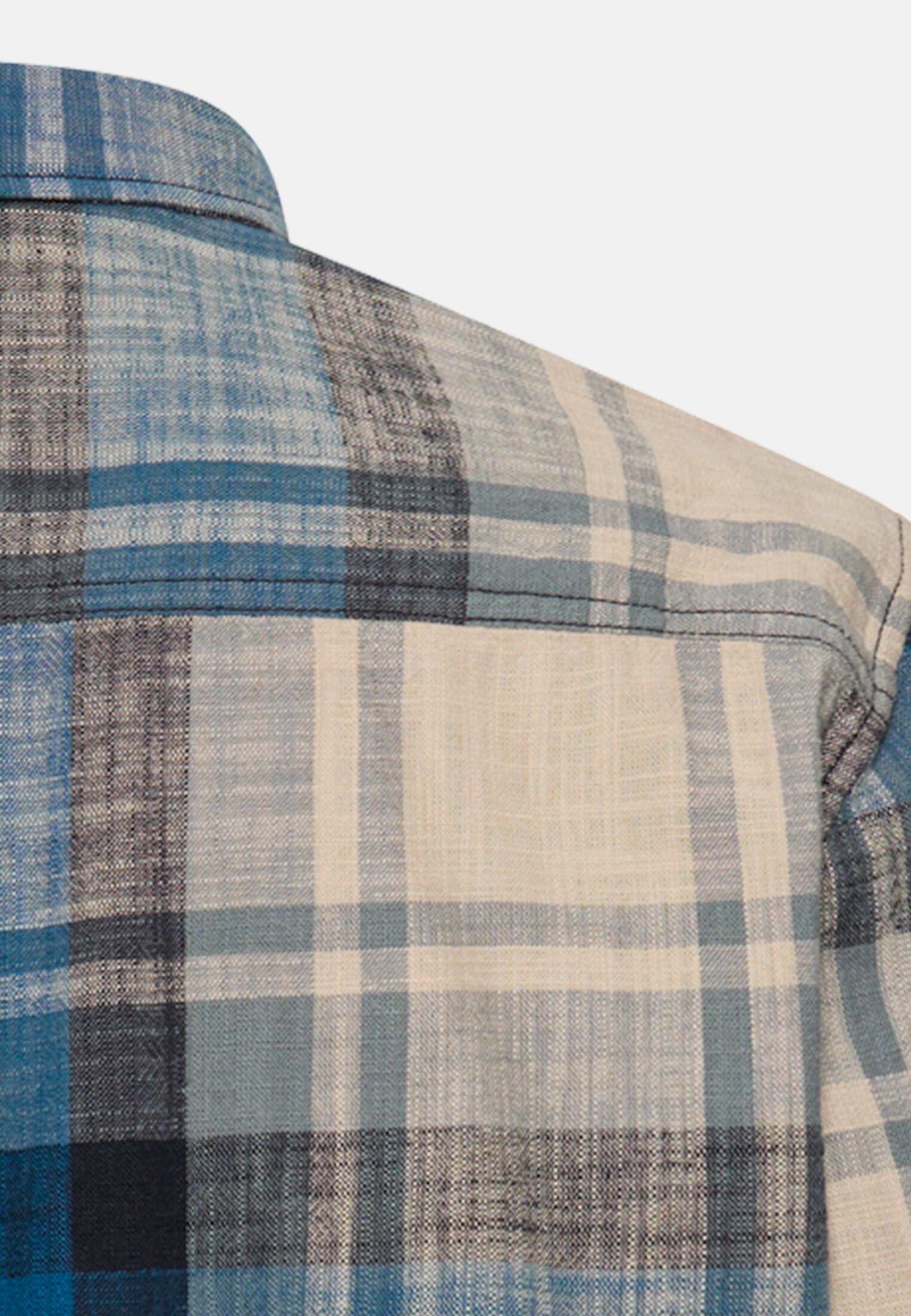 Men Casual Long sleeve shirt made of pure cotton Blue close back