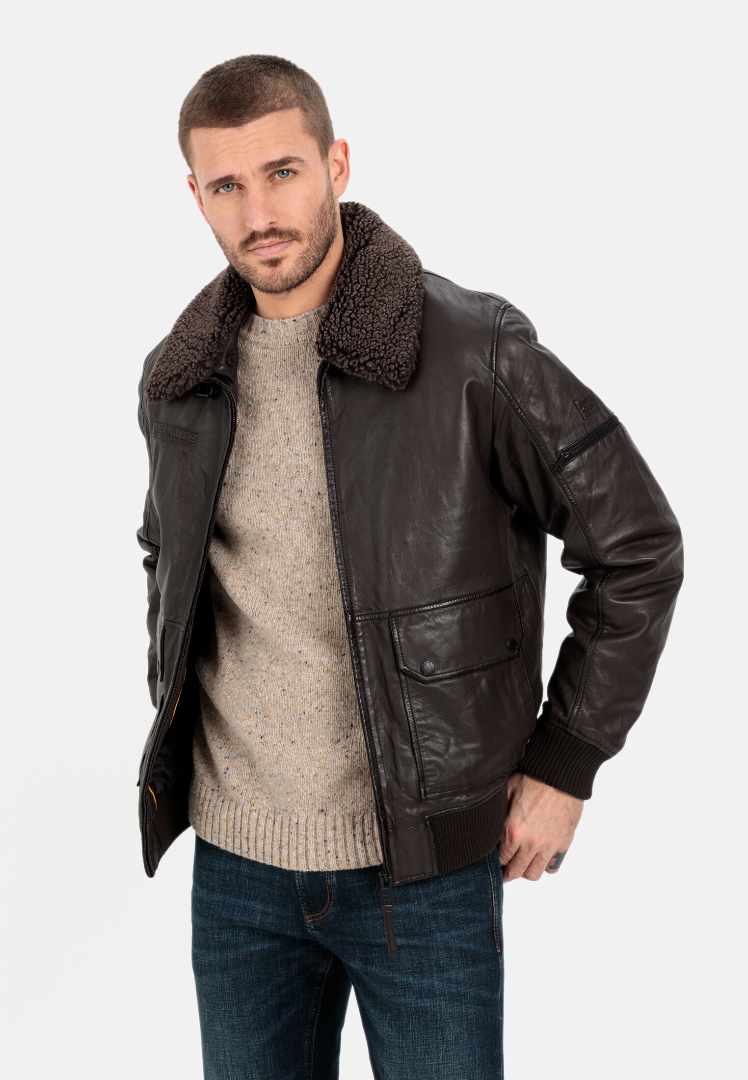 Lederjacke für Herren in Dunkelbraun | 50 | camel active