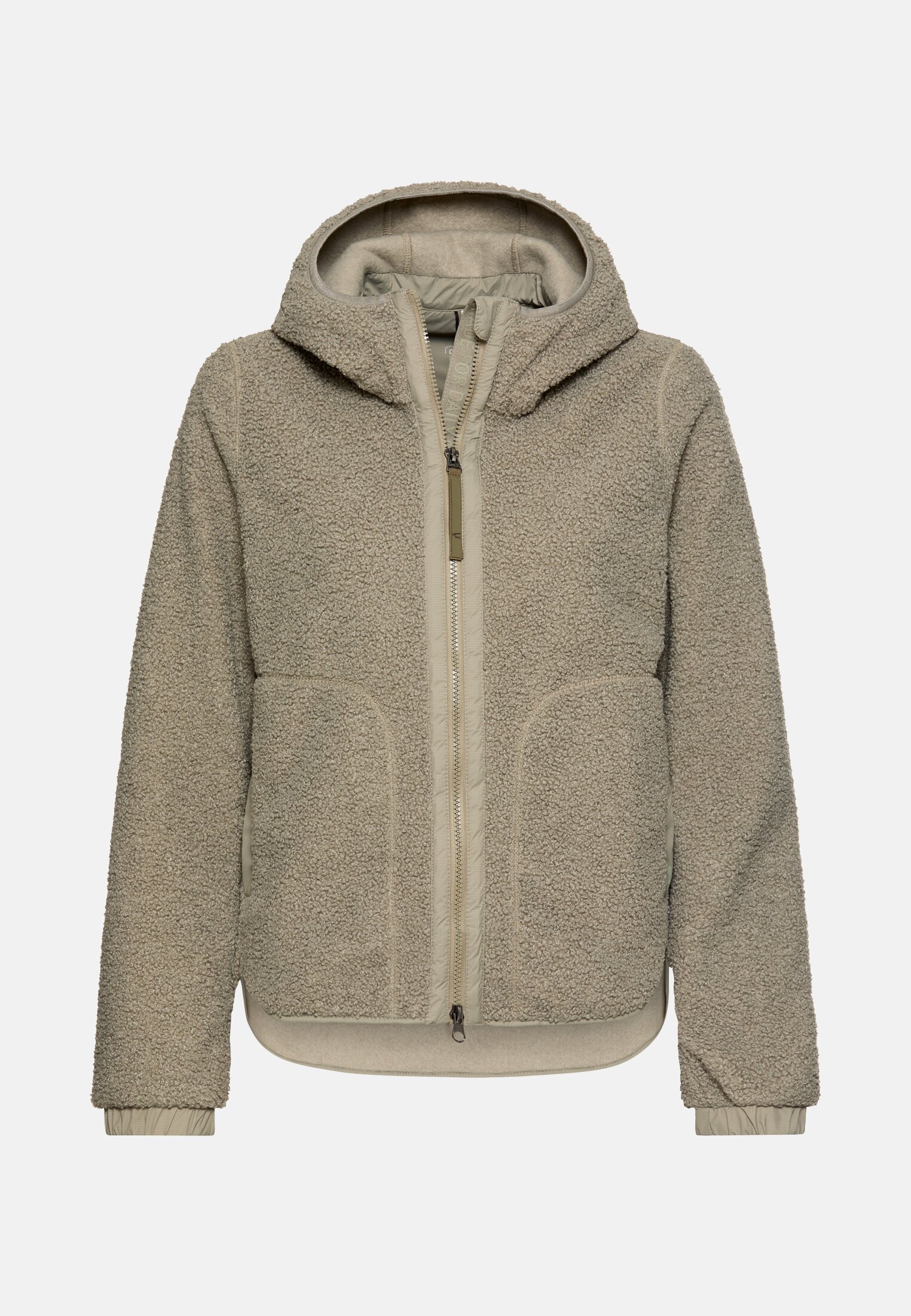 Damen Polar-Fleecejacke mit fester Kapuze Salbei frontal vorn