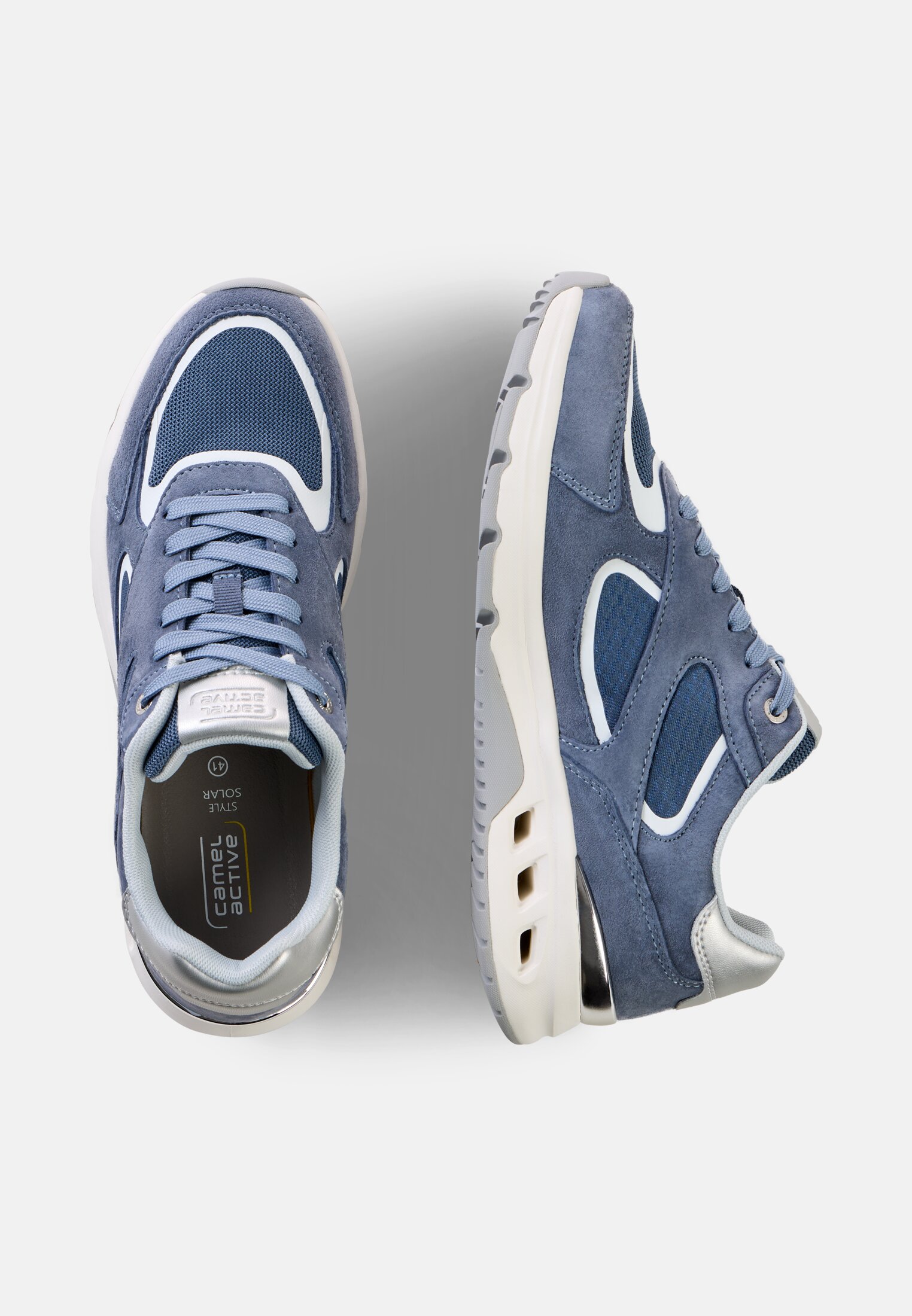 Vrouwen Casual sneaker met comfort voetbed Blauw frontaal van boven