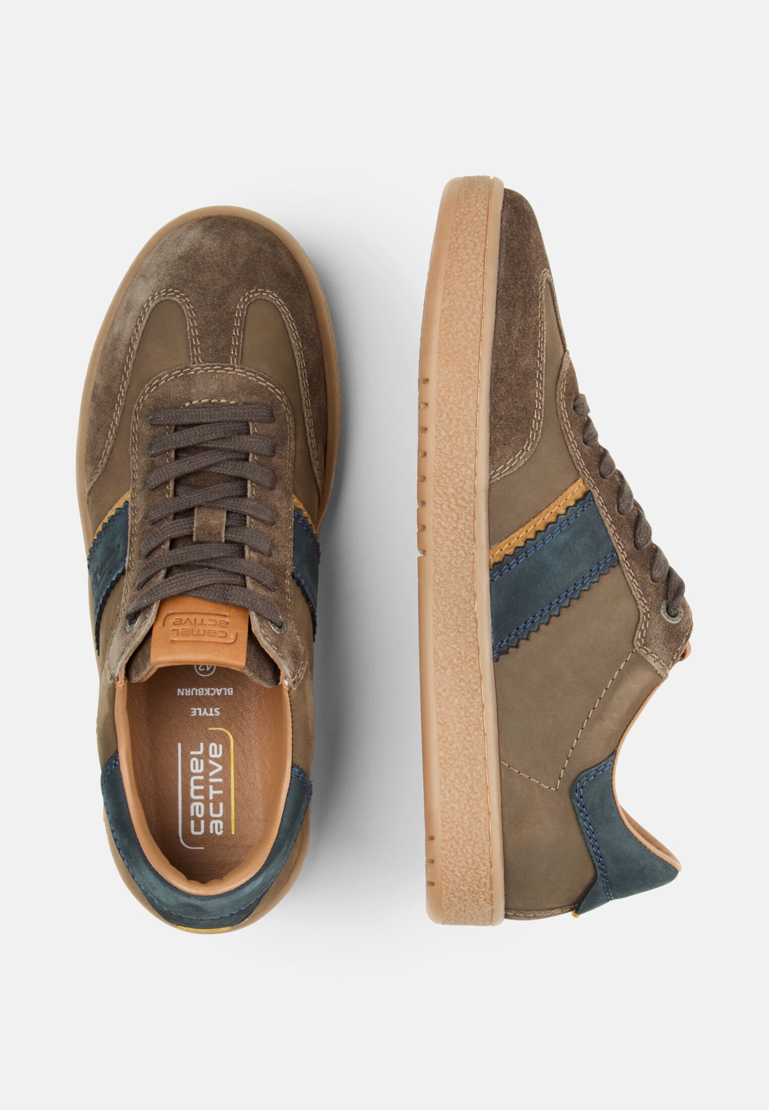 Men Sneaker with contrast details Dark Green frontal top