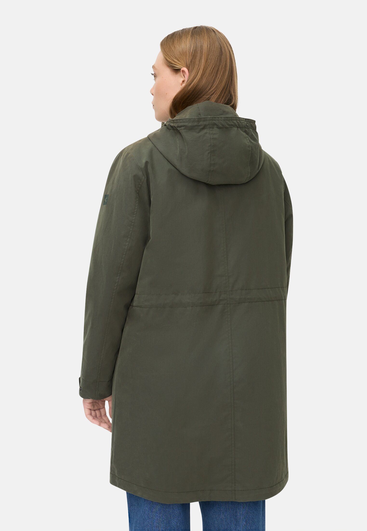 Damen 2-in-1 Parka mit herausnehmbarem Innenfutter Waldgrün getragen hinten