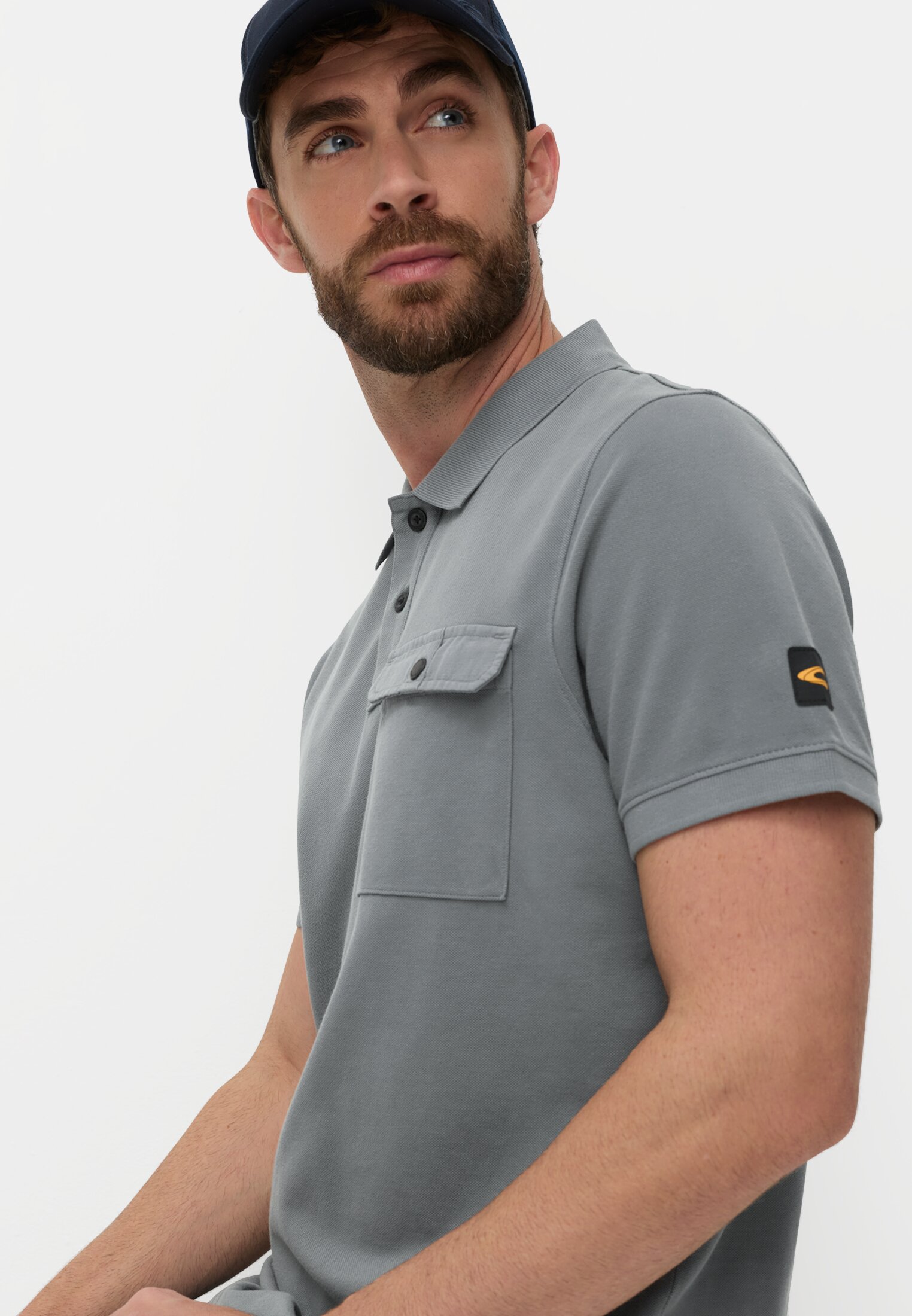 Men Polo shirt made of pure cotton Storm Blue worn emotional