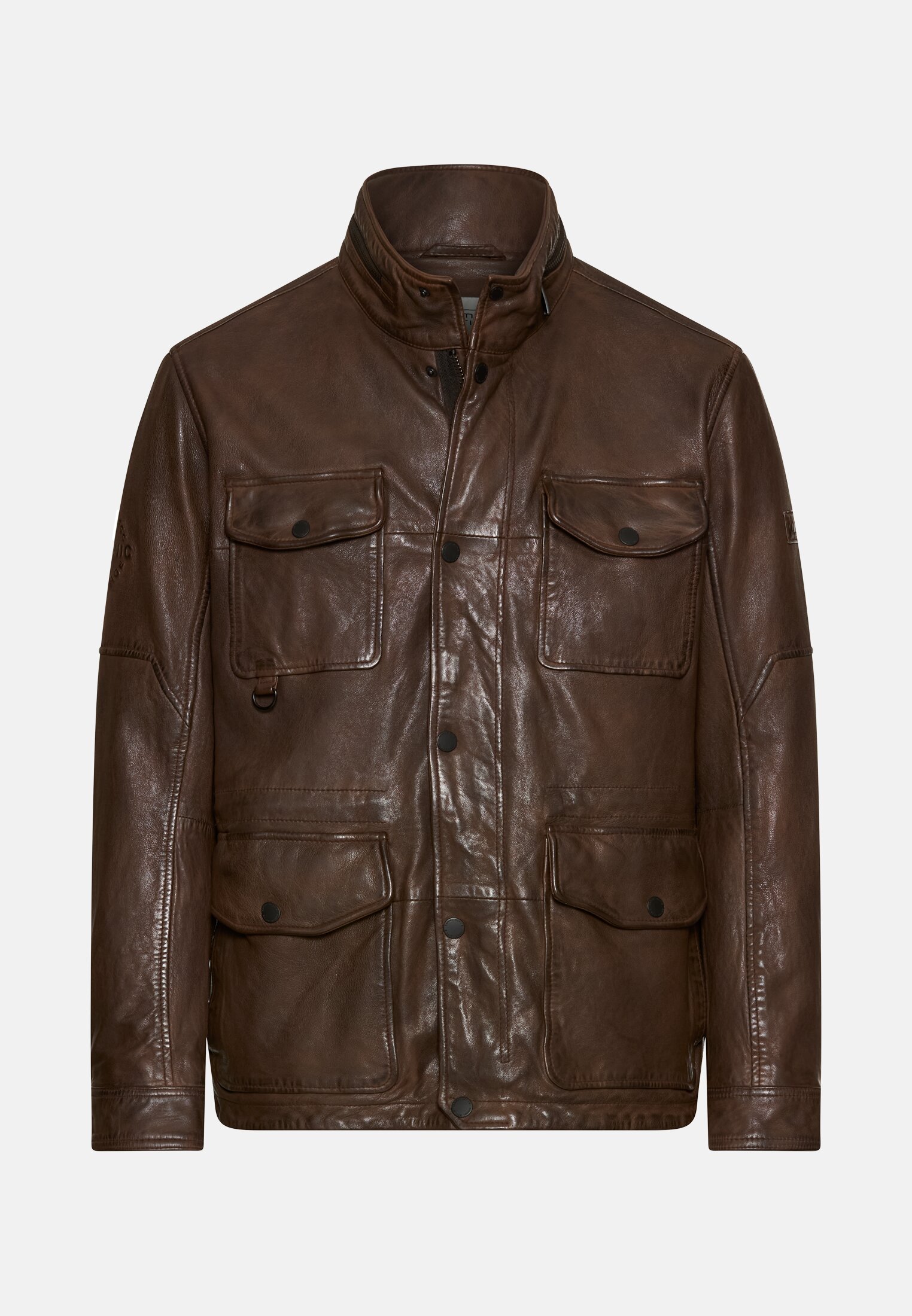 Men Leather jacket with inner pockets Brown frontal front