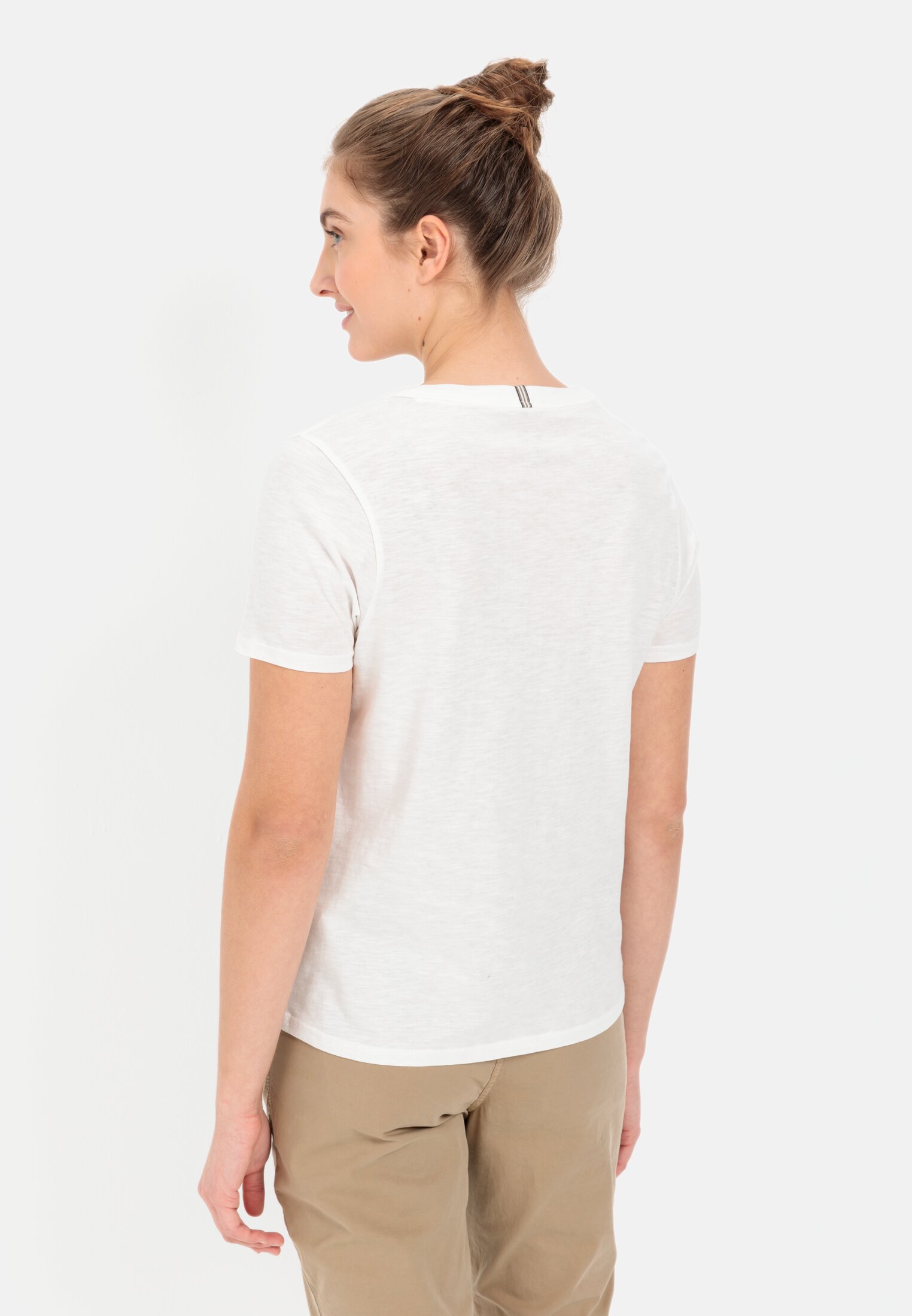 Women Short-sleeve T-shirt made from sustainable organic cotton White worn back