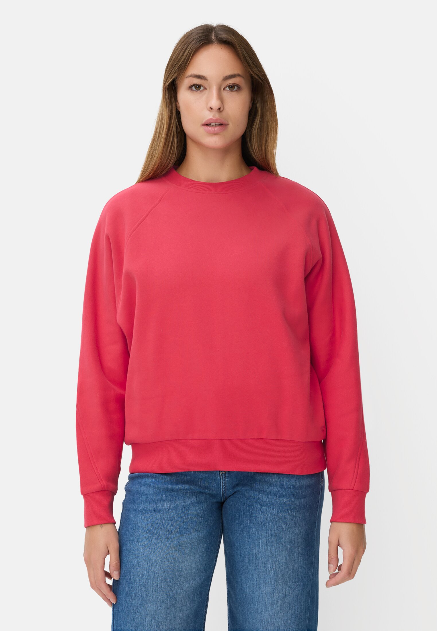 Damen Sweatshirt aus Baumwolle Rot getragen vorn