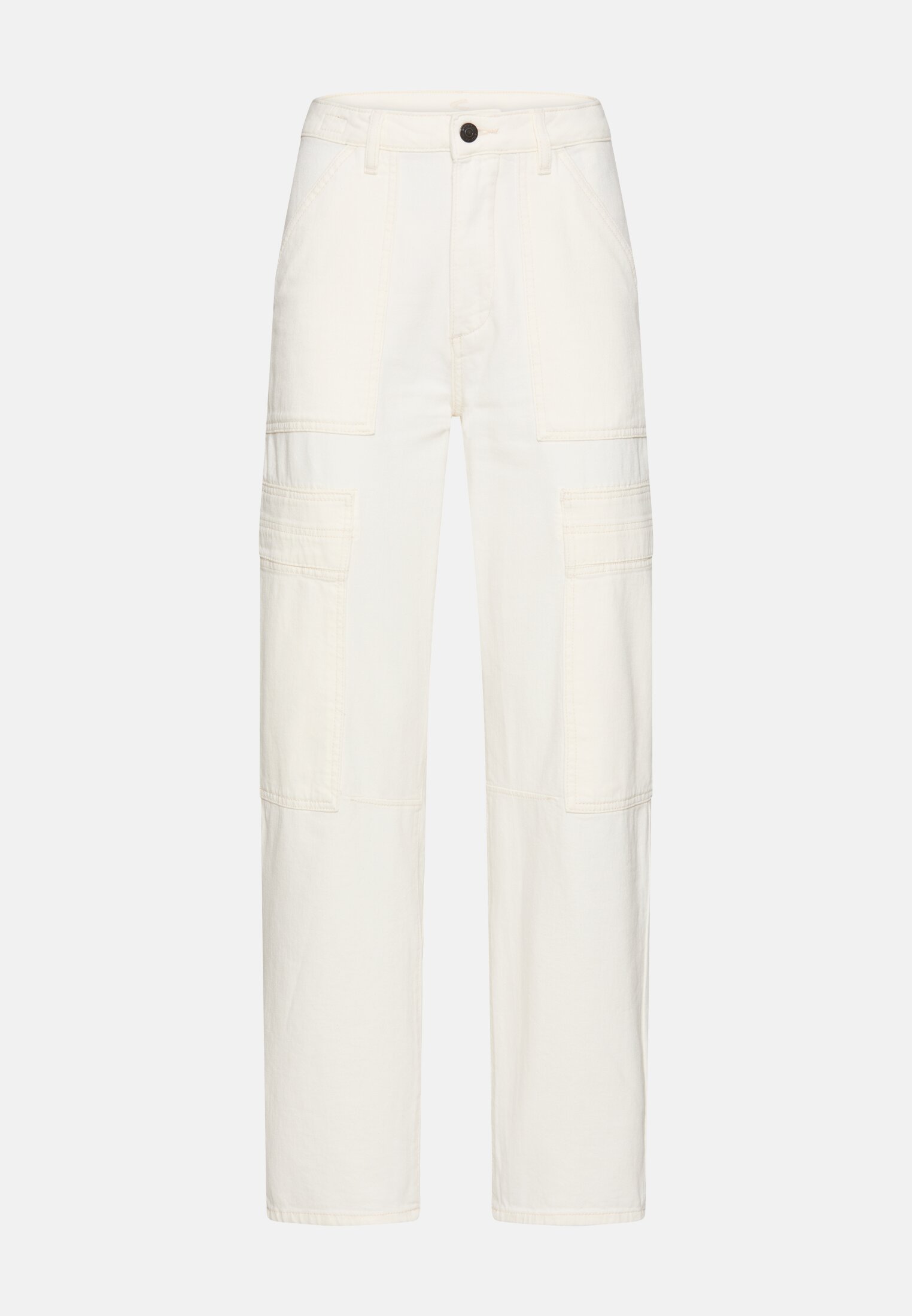 Damen Loose Fit Denim mit Cargotaschen Milchweiß frontal vorn