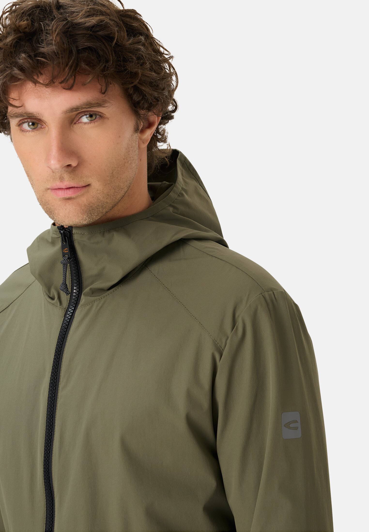 Men Hooded sweatshirt Olive Green worn detail close