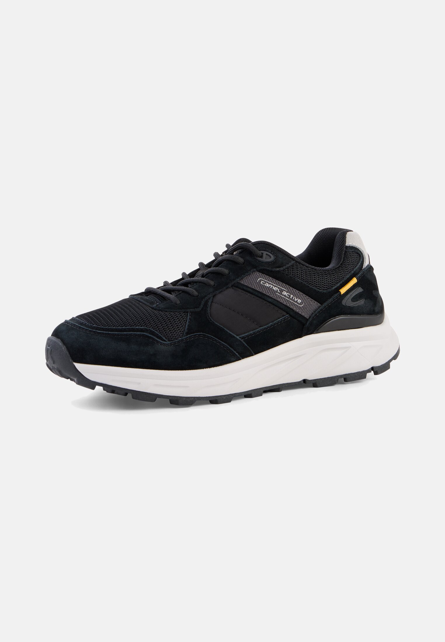 Men Sneakers made from nubuck and textile mix with comfort sole Black frontal back