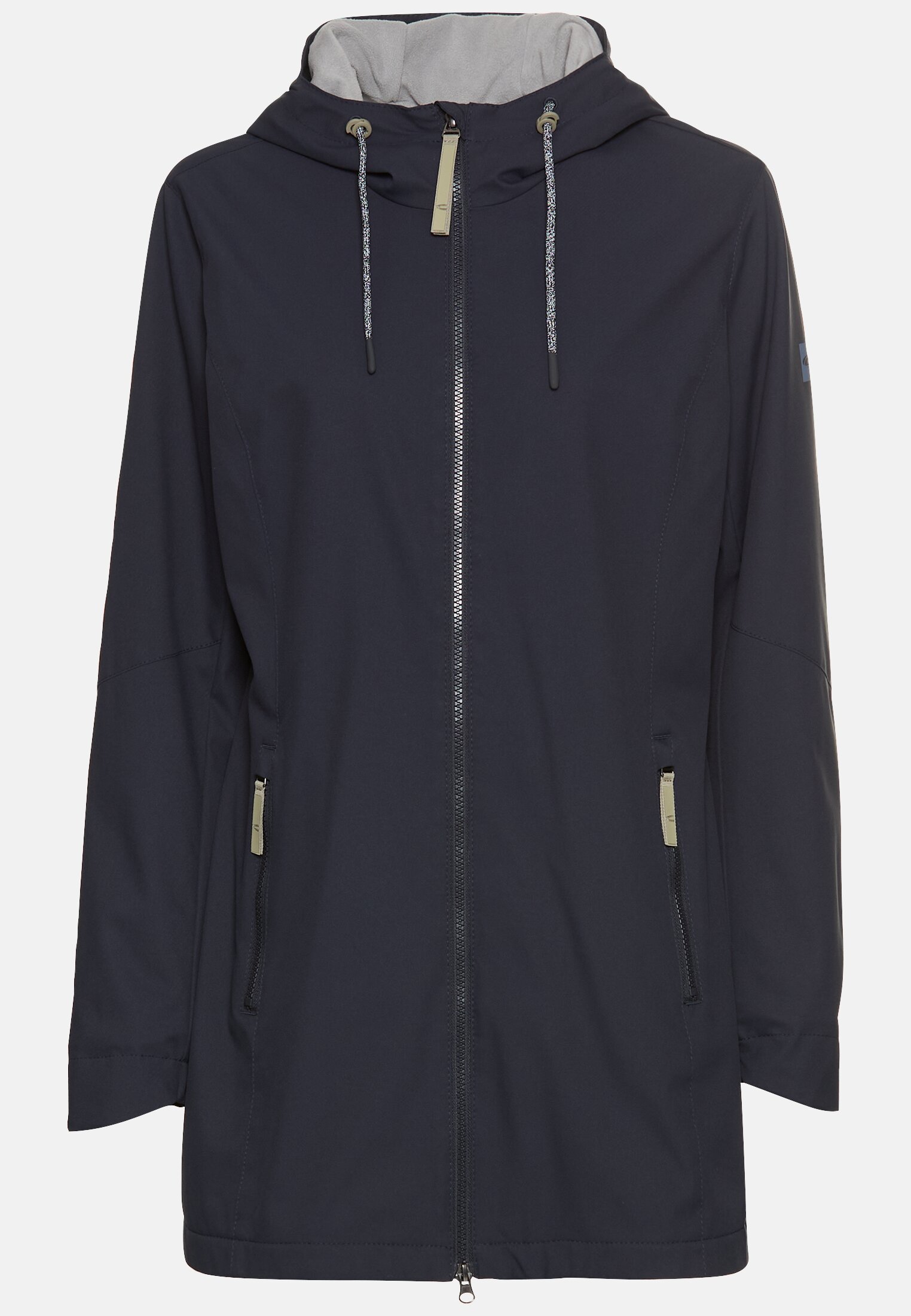 Vrouwen Functioneel jack van lichtgewicht softshell met capuchon en reflecterende details Donkerblauw frontaal voor