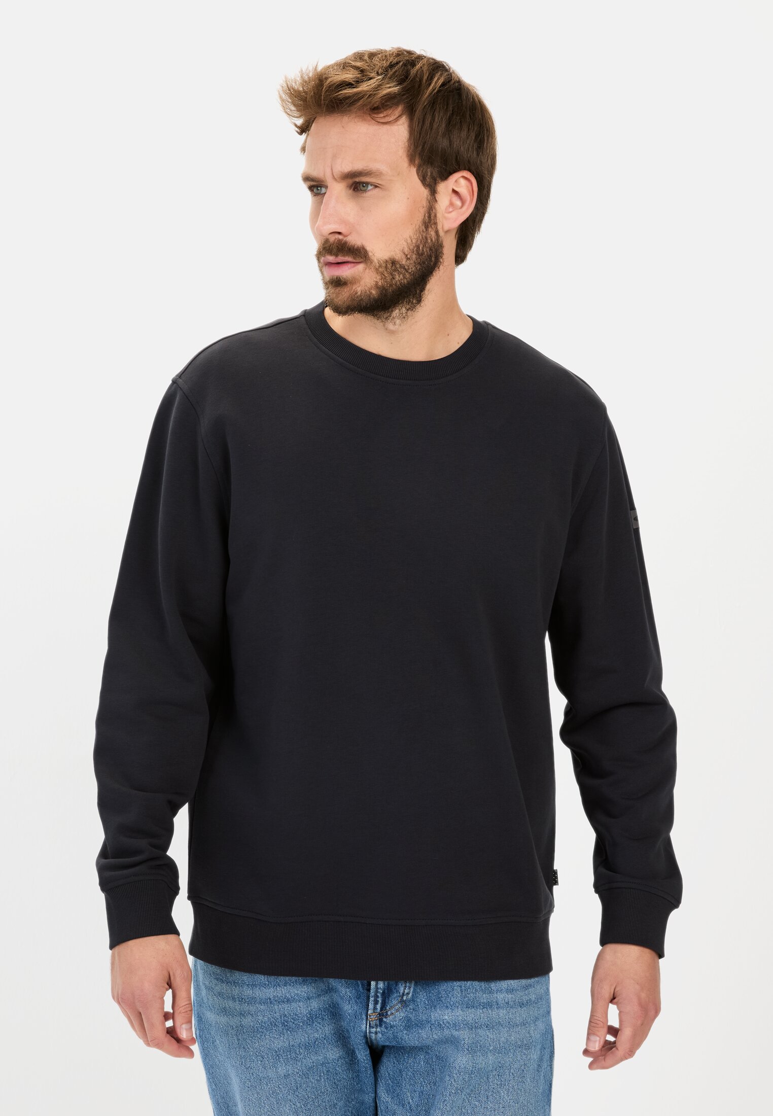 Men Sweatshirt with back print Dark Blue worn front