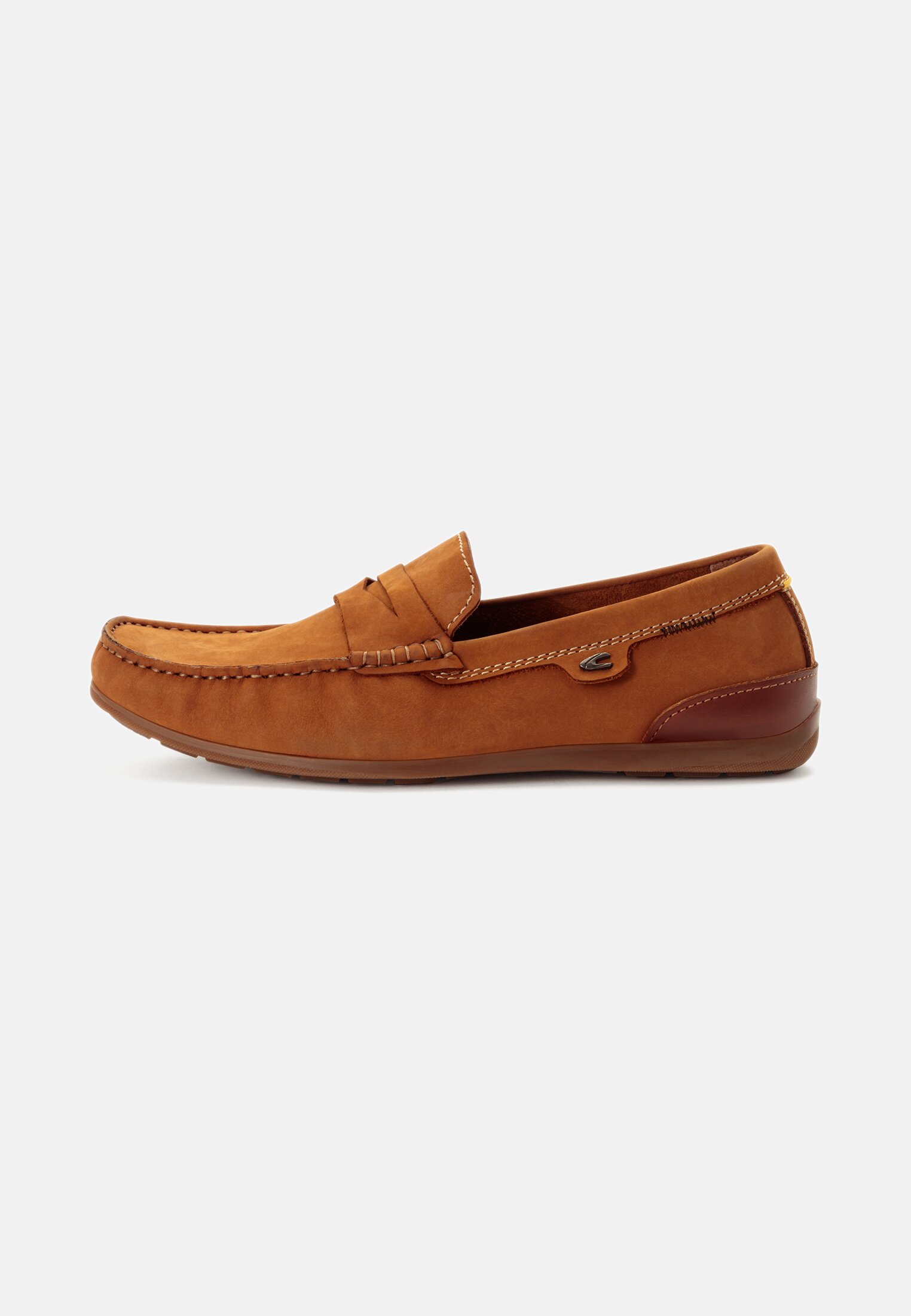 Men Moccasins made of nubuck leather Brown frontal front