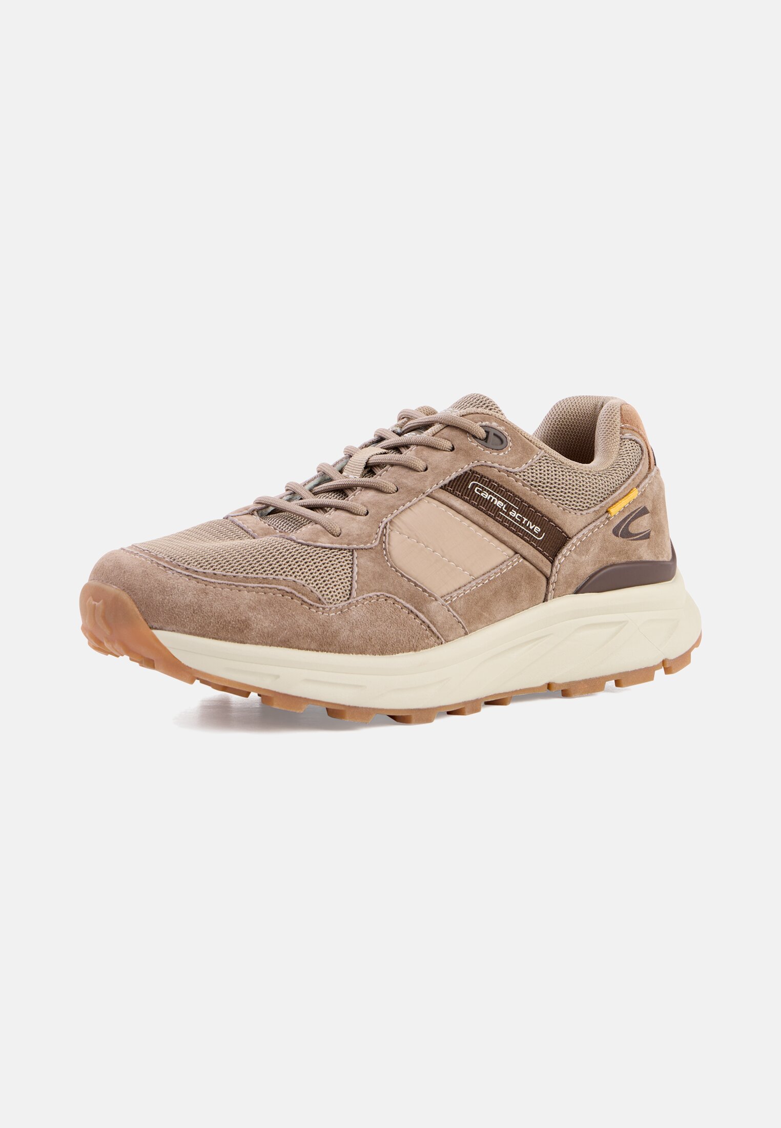 Men Sneakers made from nubuck and textile mix with comfort sole Taupe frontal back