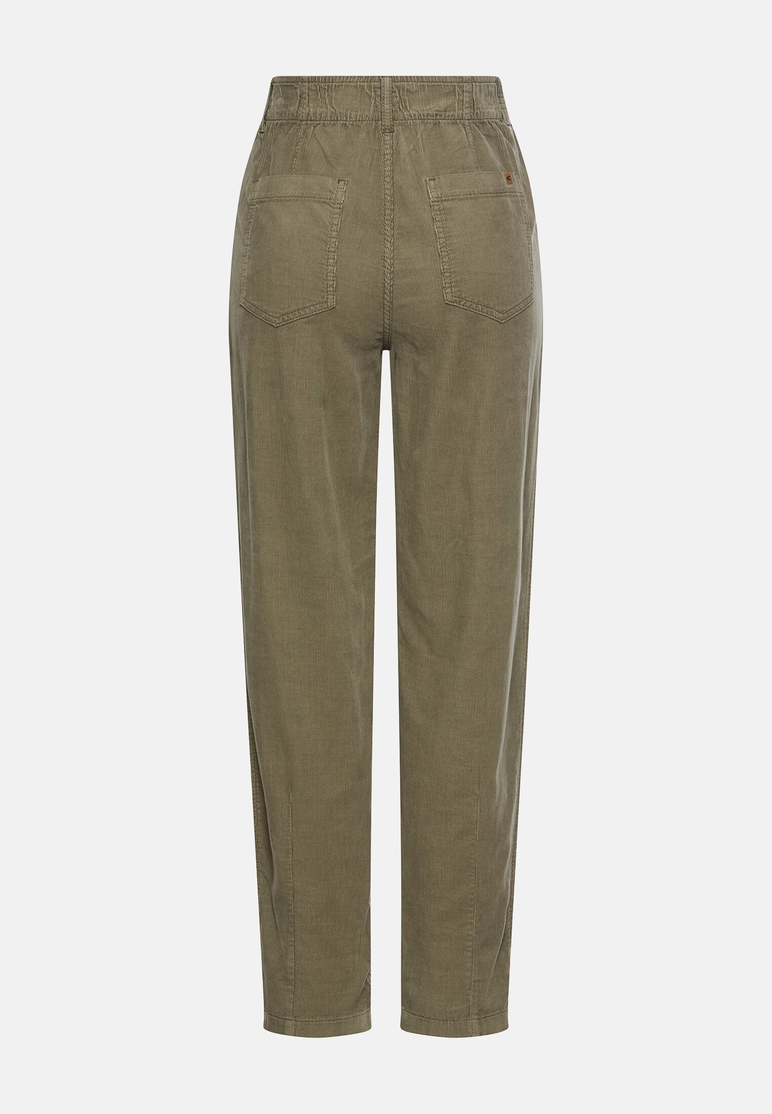 Vrouwen Worker-chino met elastische tailleband salie frontaal achter