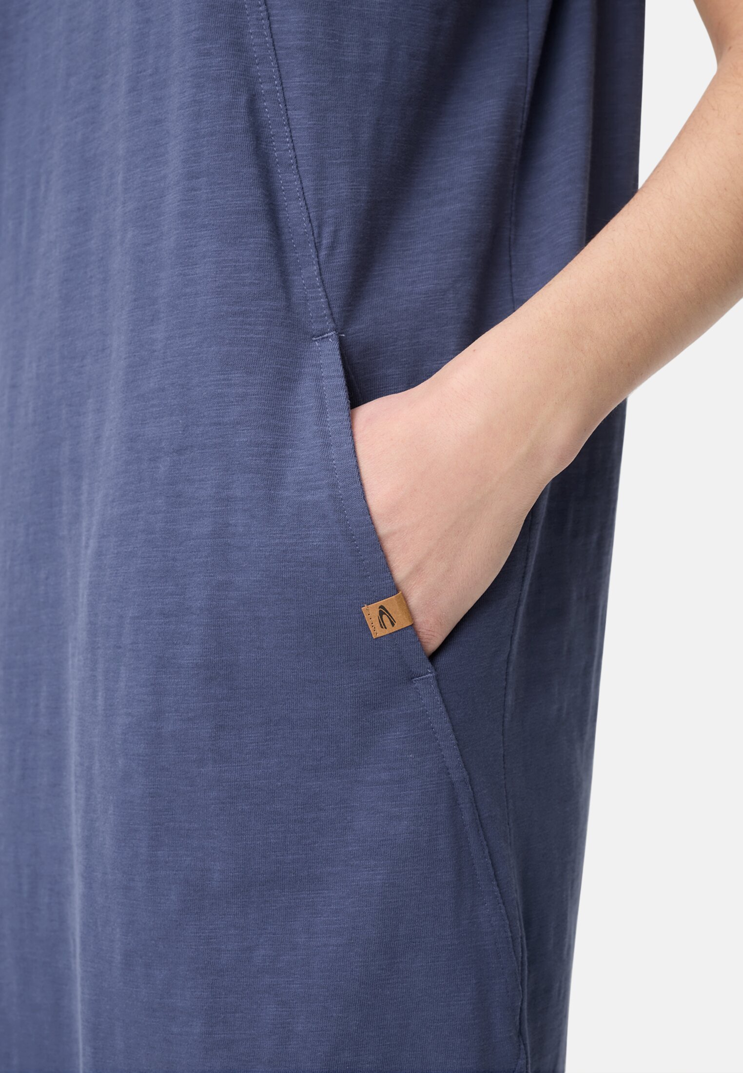 Women Dress made from pure cotton Ocean Blue worn detail close