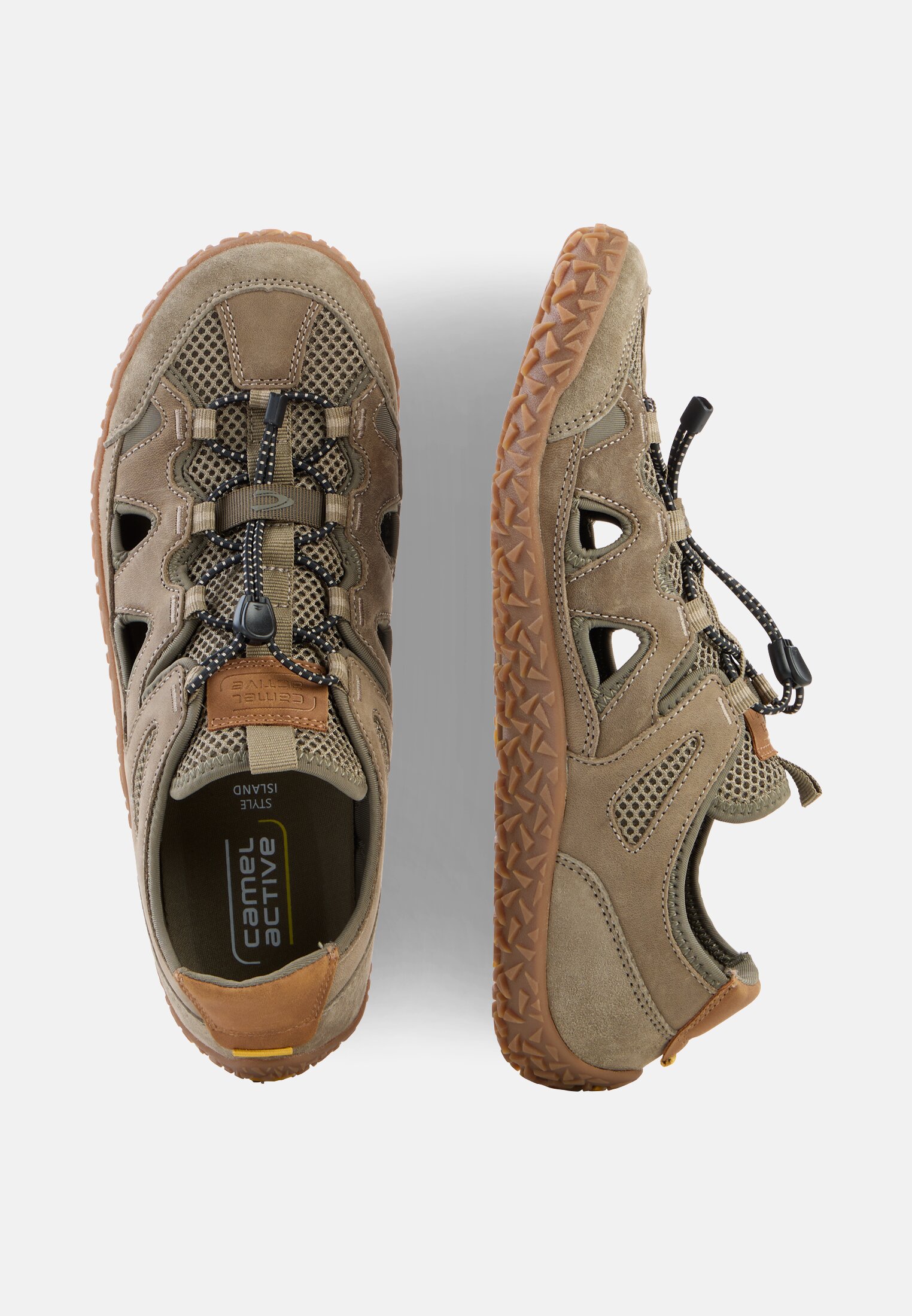 Herren Leichter Sneaker mit luftigen Partien Khaki frontal oben