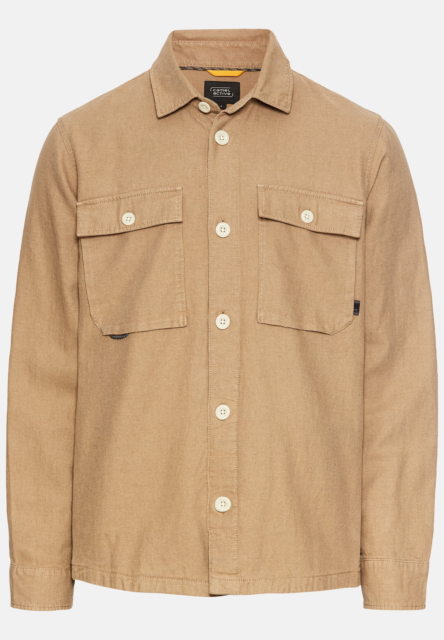 Men Overshirt made from a linen-cotton blend Brown frontal front