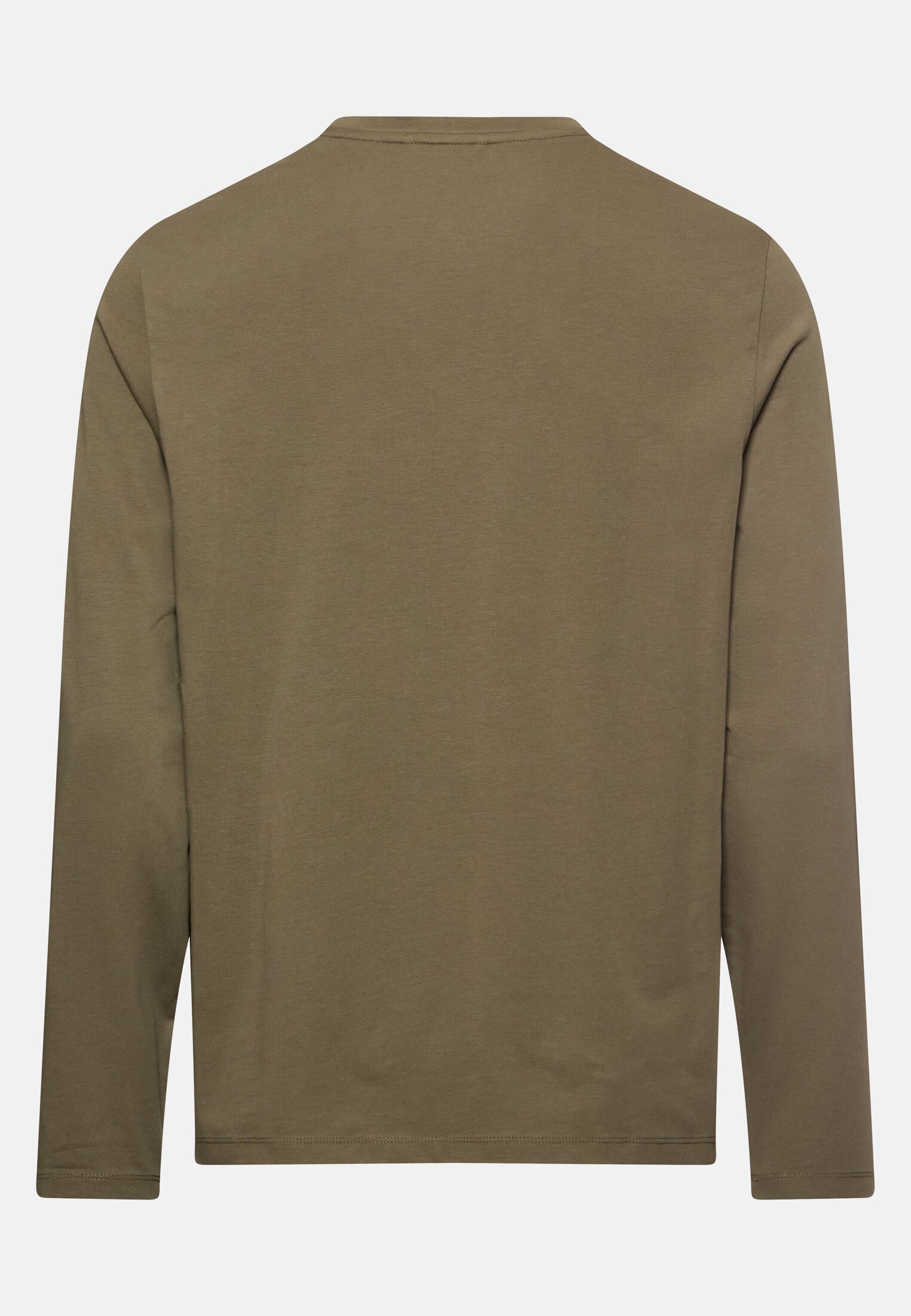 Men fleXXXactive® Long Sleeve Shirt with Crew Neck Olive Green frontal back