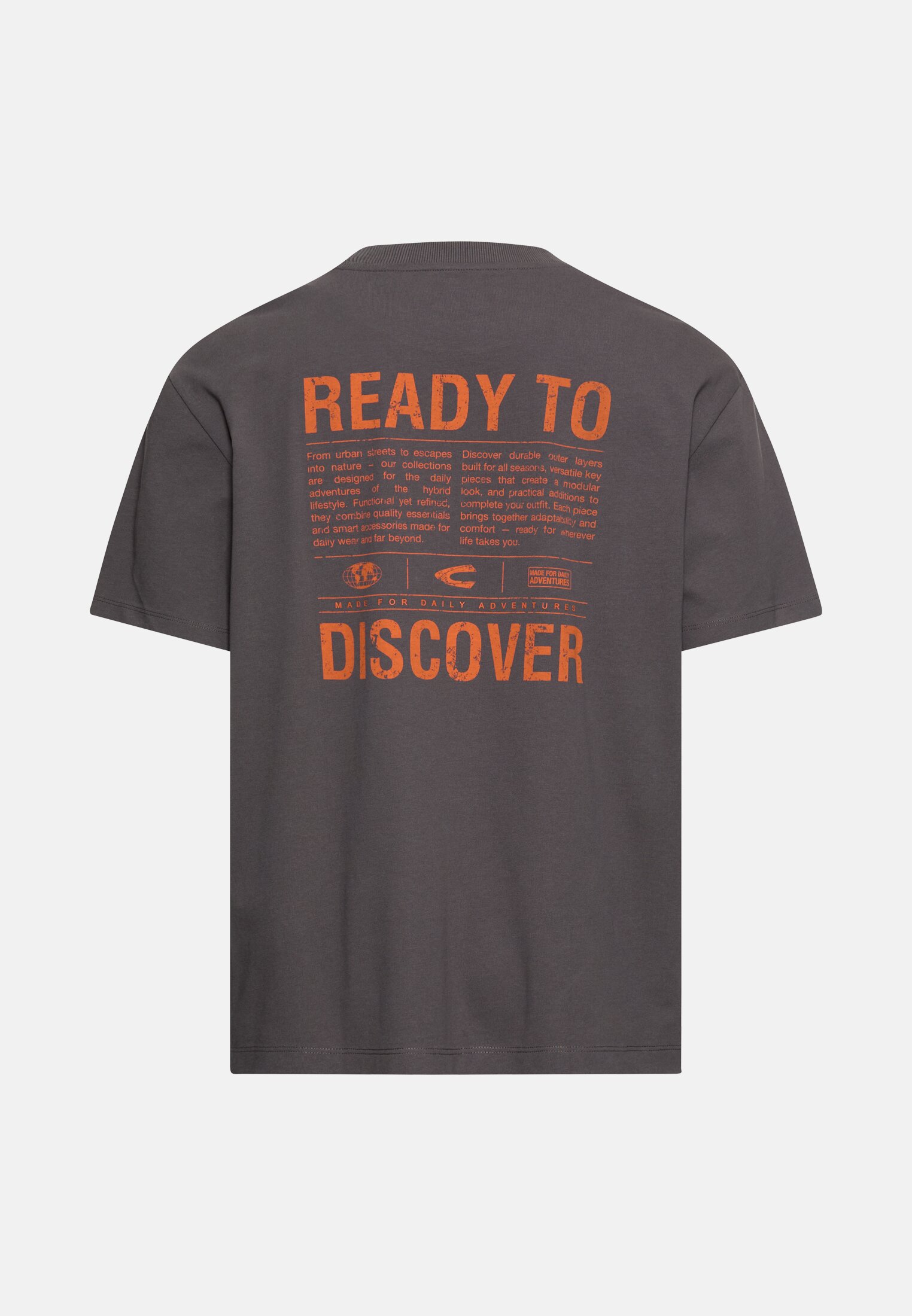 Herren T-Shirt mit Rückenprint im Relaxed Fit Graphitgrau frontal hinten