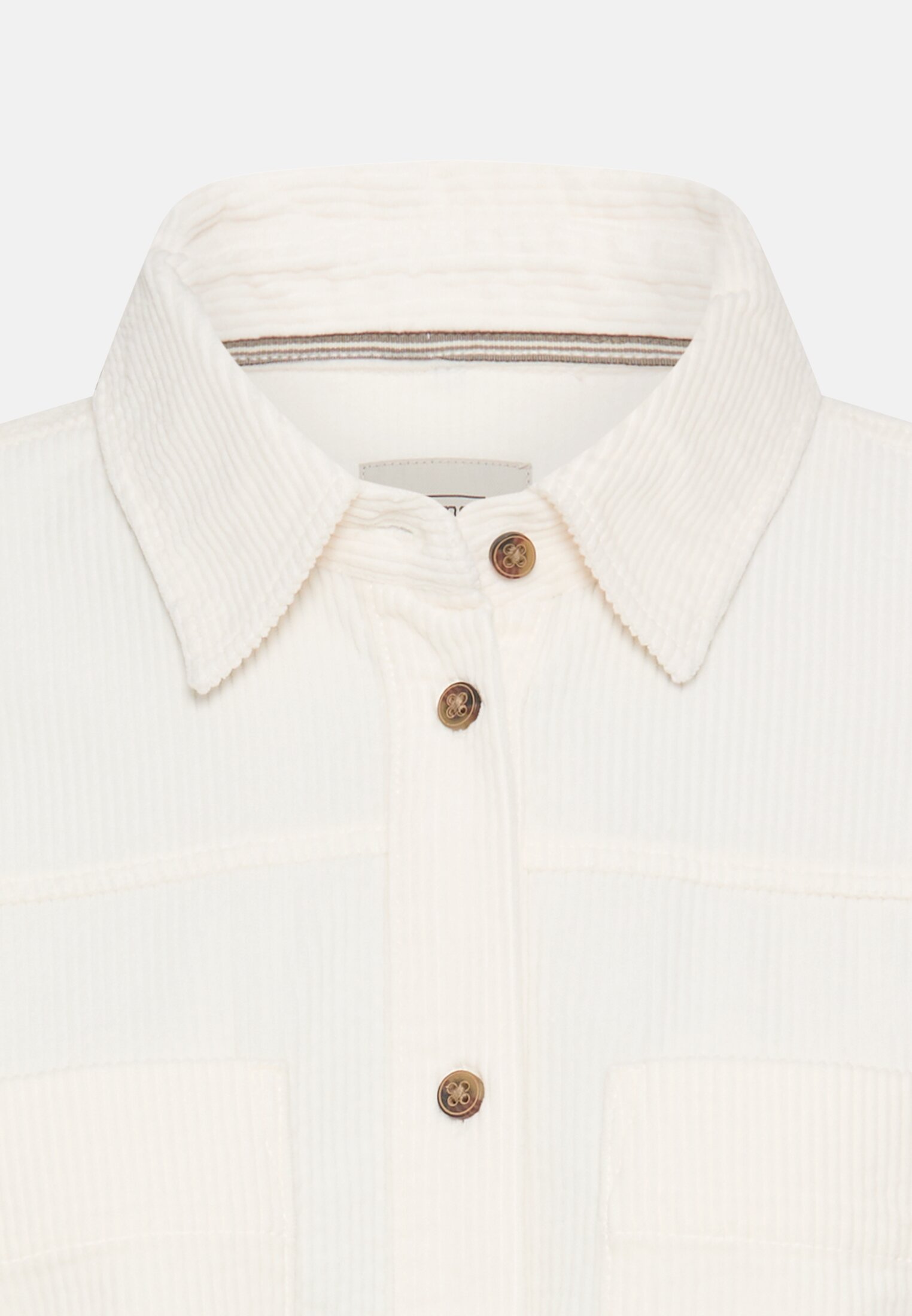 Damen Oversize-Bluse mit Hemdkragen Milchweiß vorne nah