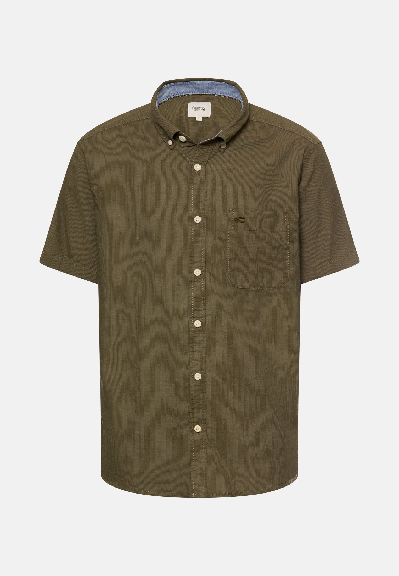 Men Short-sleeve shirt with contrast details Olive Green frontal front