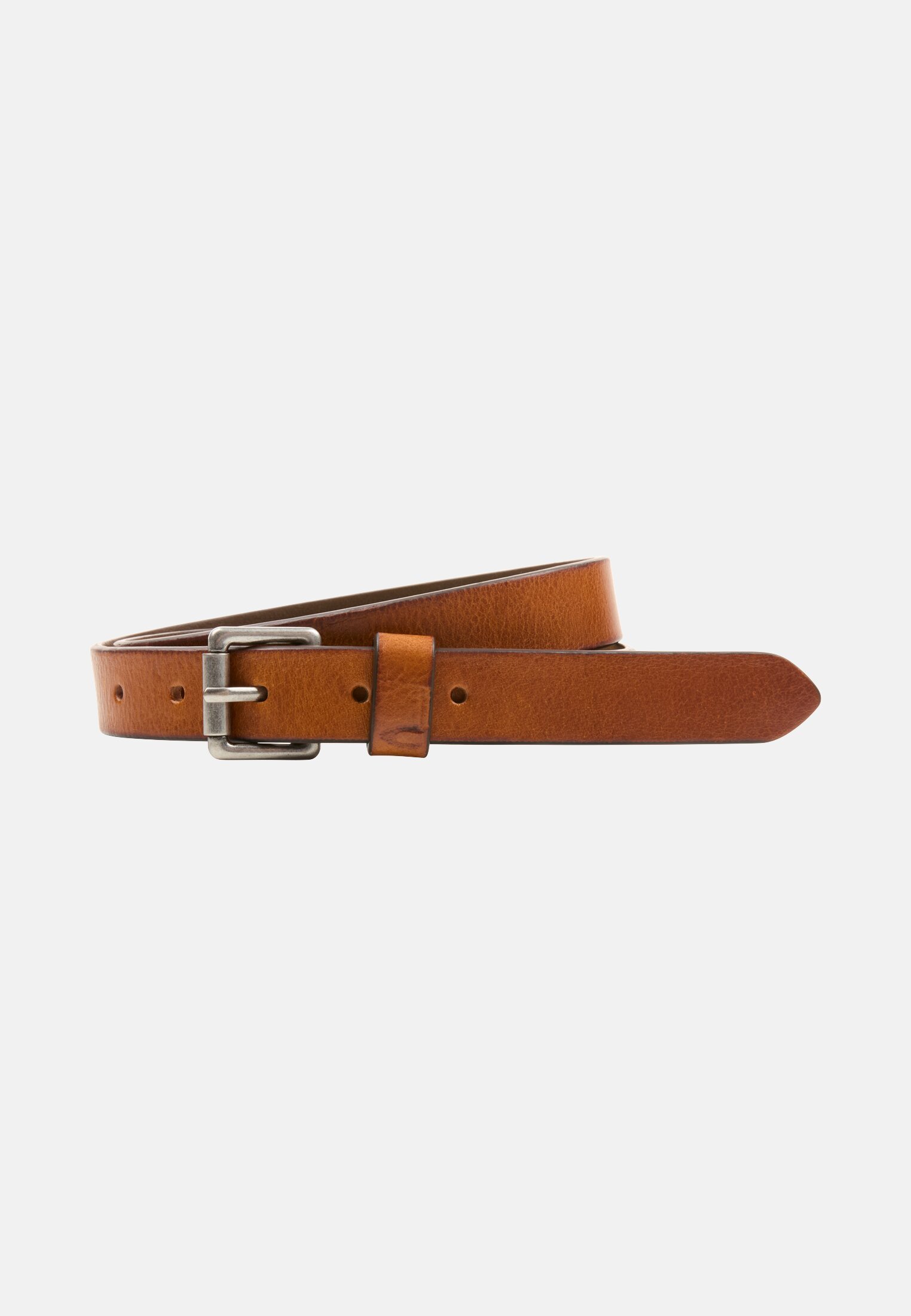 Women Leather belt with smooth surface Almond frontal front