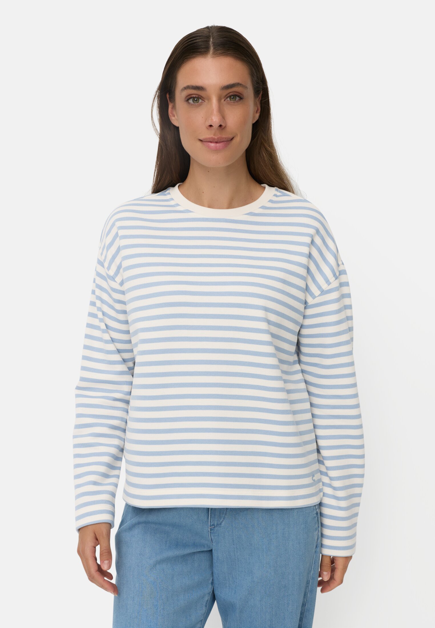 Vrouwen Sweatshirt van een katoenmix Lichtblauw gedragen voor
