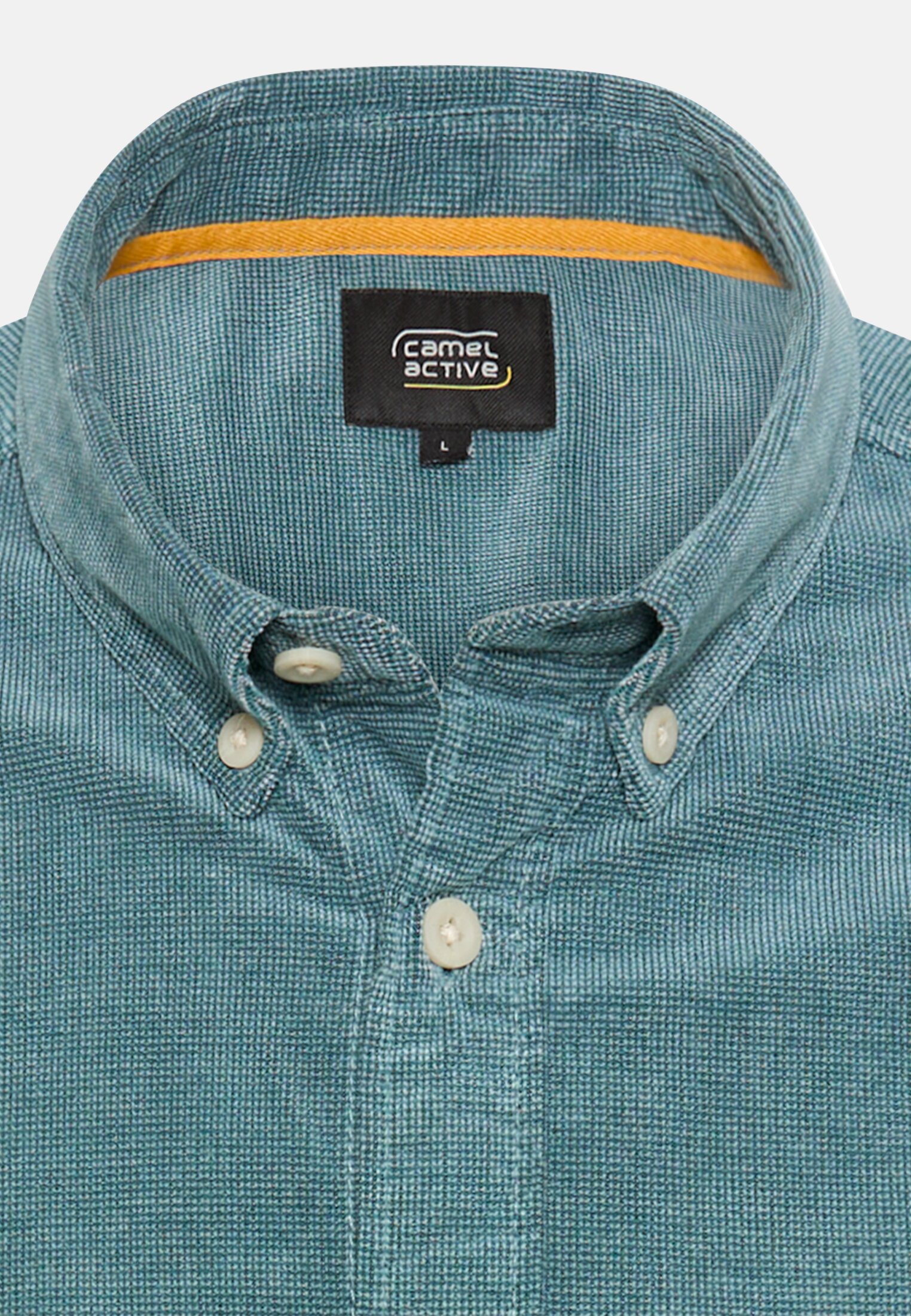 Men Corduroy shirt with 2-way stretch Tidal Blue front close