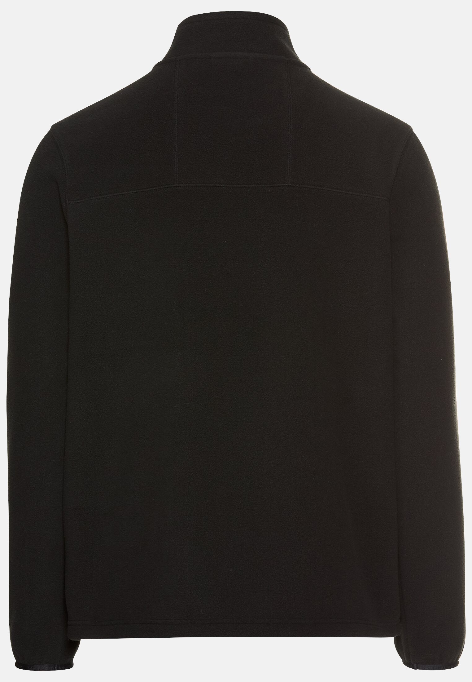 Men Fleece jacket with chest pocket Black frontal back