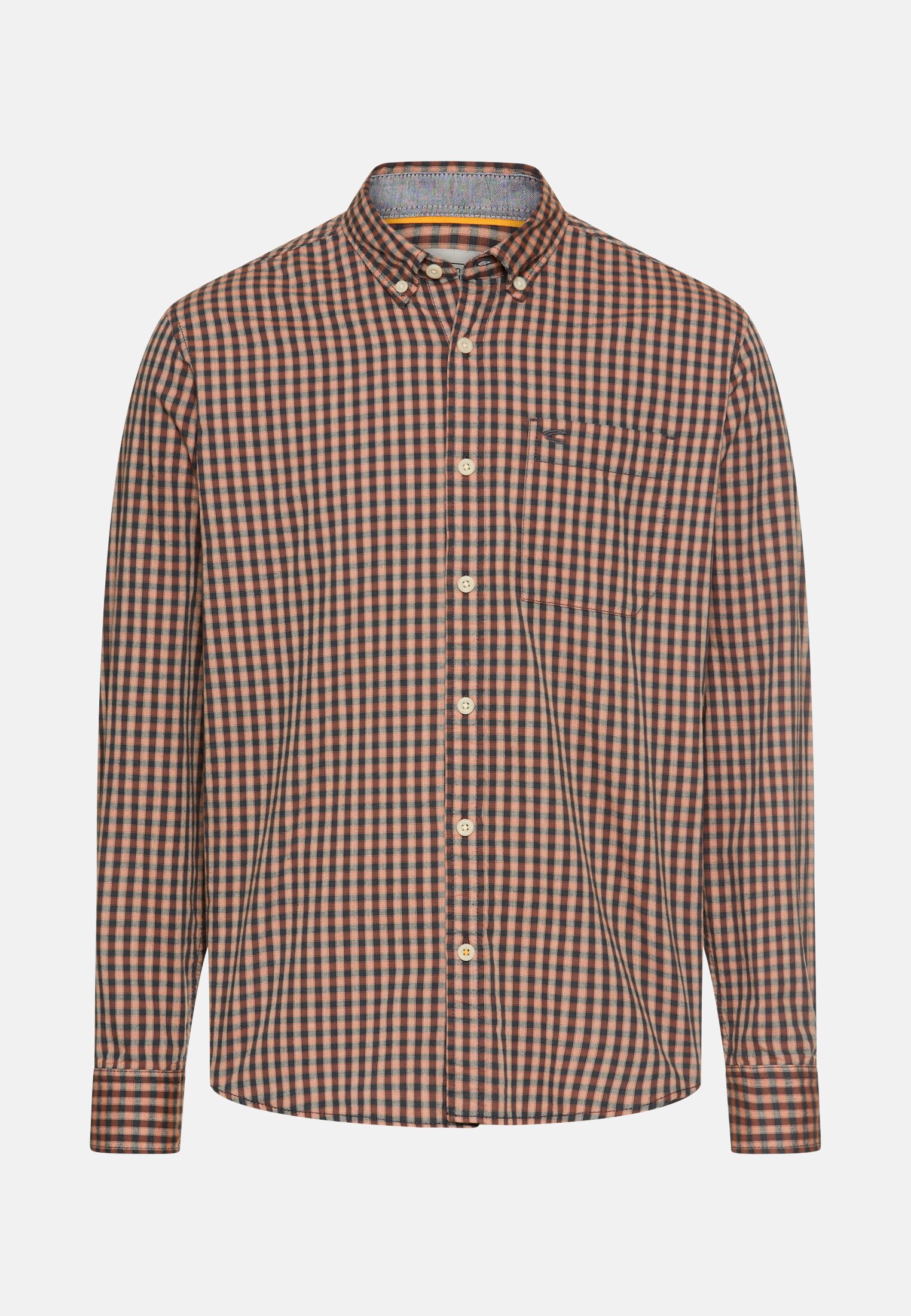 Men Long-sleeved shirt with button-down collar and chest pocket Cinnamon frontal front