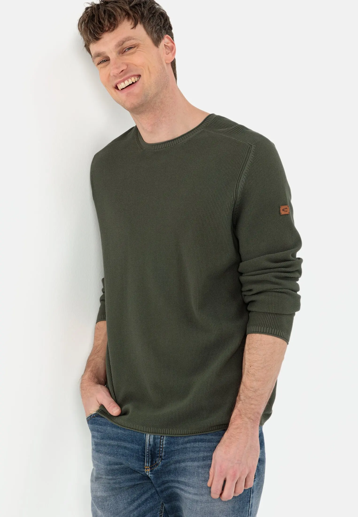 Feinstrickpullover für Herren in Dunkelgrün | M
