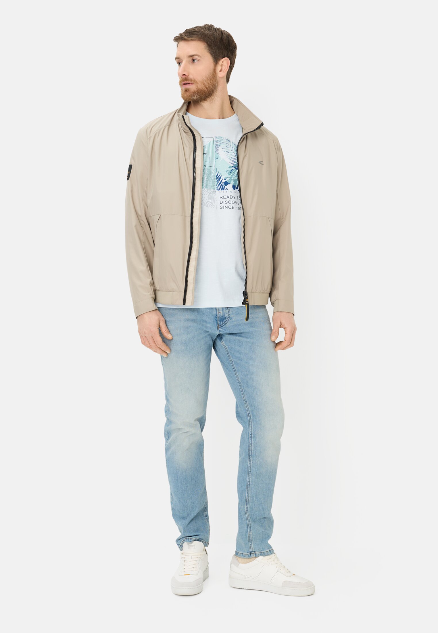 Men T-shirt made of pure cotton Sky Blue worn front full body