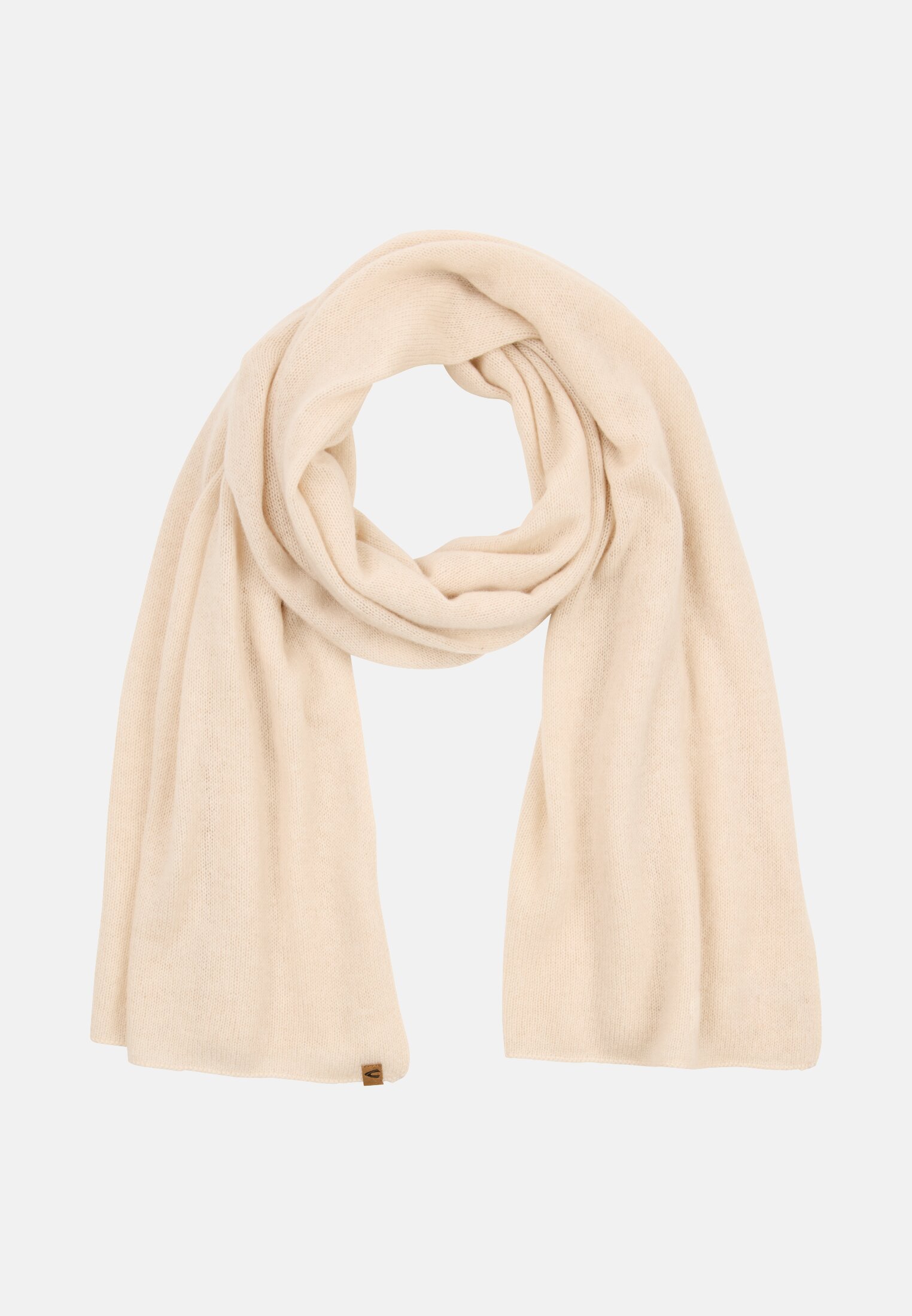 Women Cashmere scarf made of soft polyester with a knitted look Almond frontal front