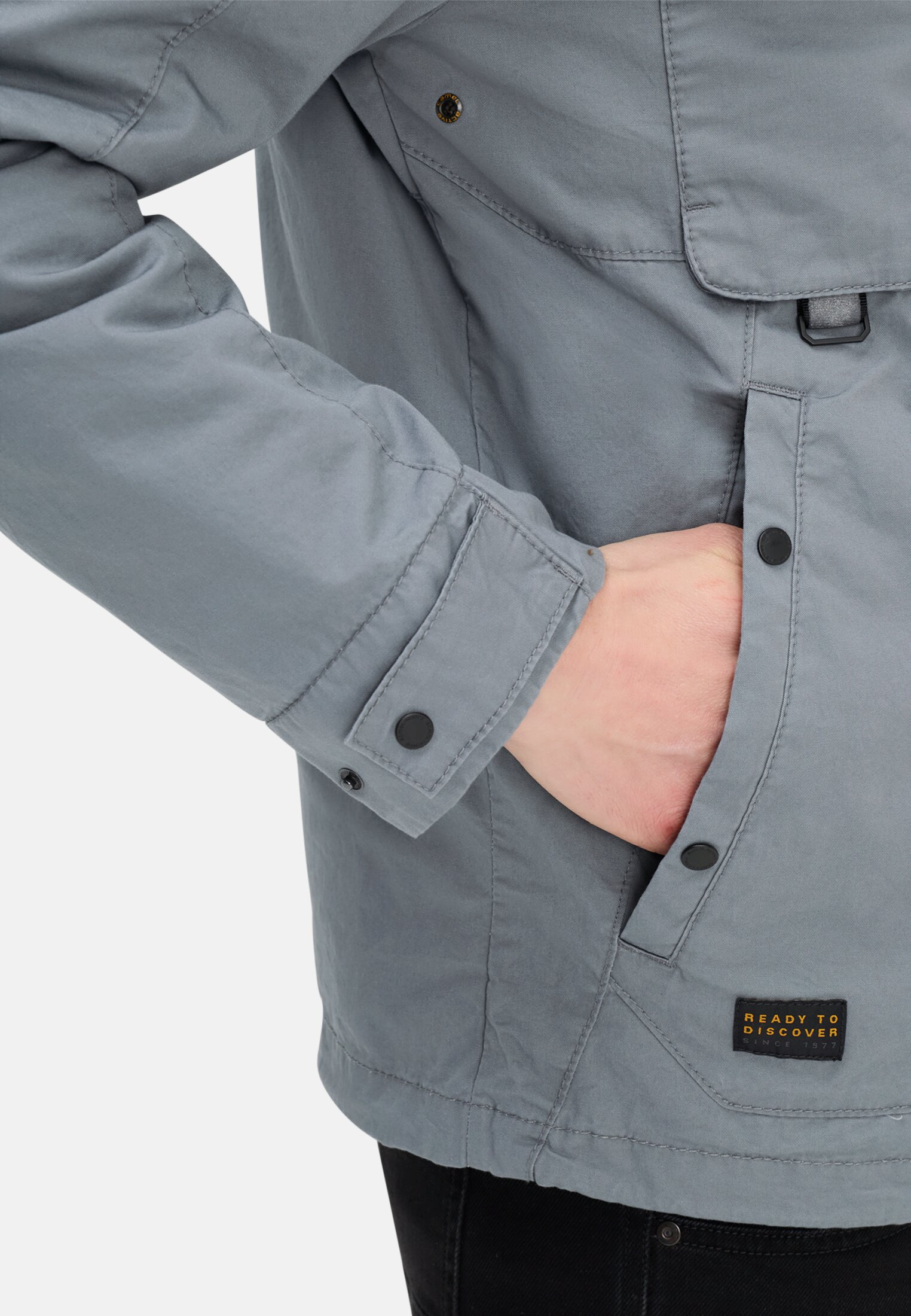 Heren Blouson met opstaande kraag Stormblauw gedragen detail dichtbij