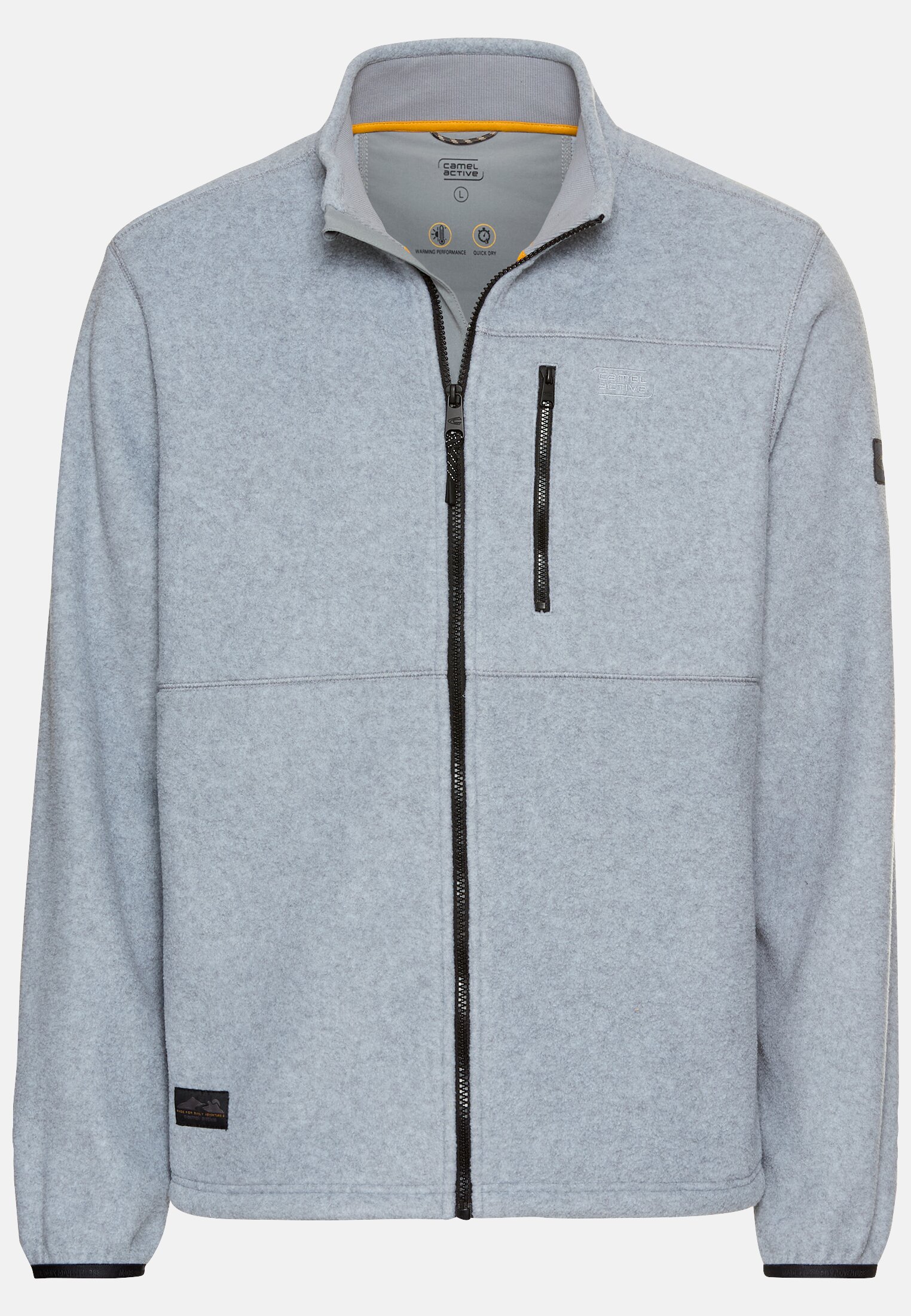 Men Fleece jacket with chest pocket Stone gray frontal front