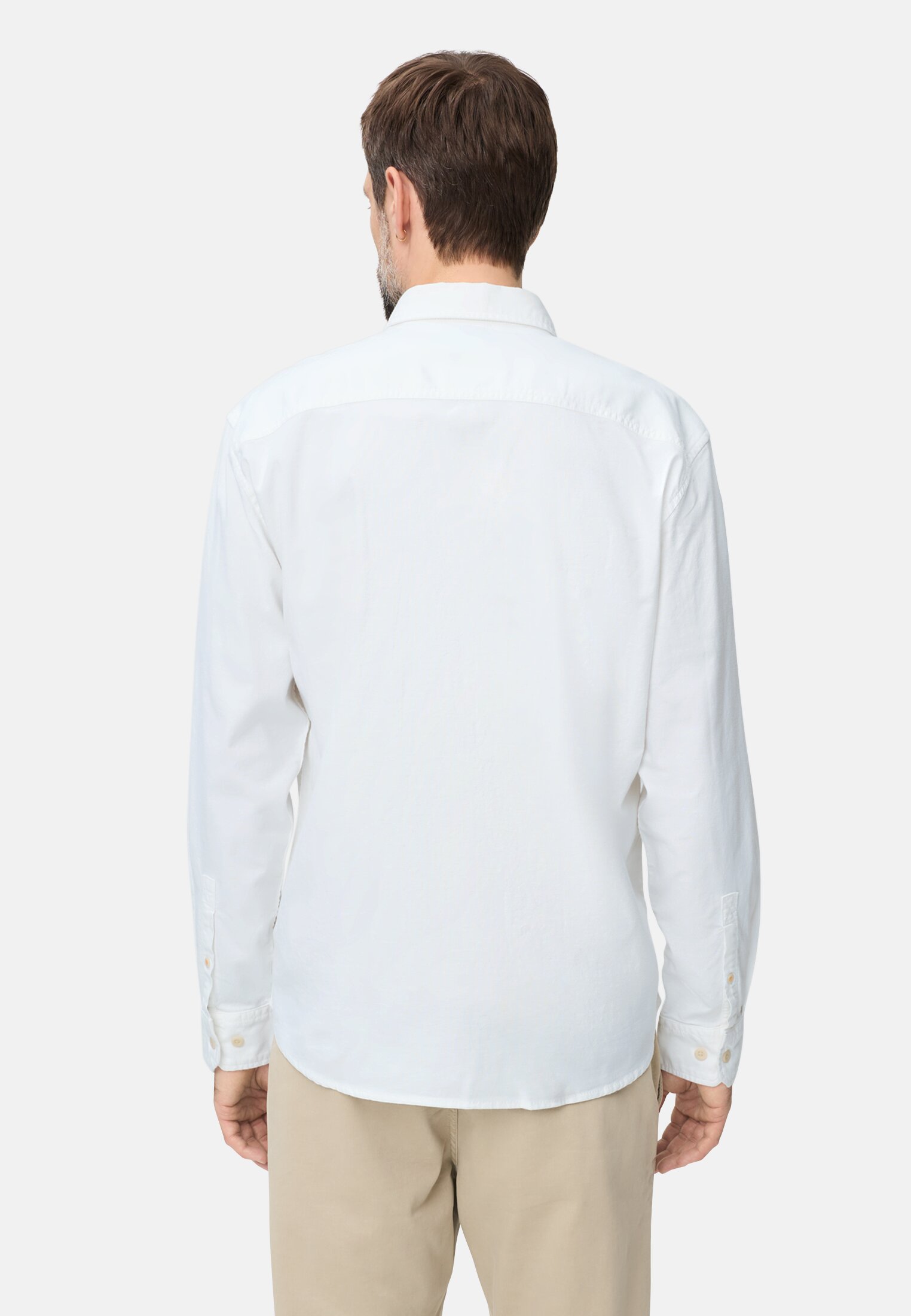 Heren Oxford overhemd met button-down kraag Wit gedragen achter