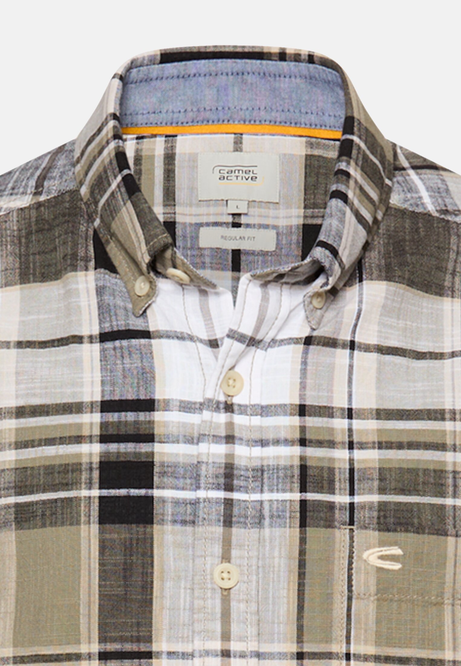 Men Check shirt made from 100% cotton Green front close
